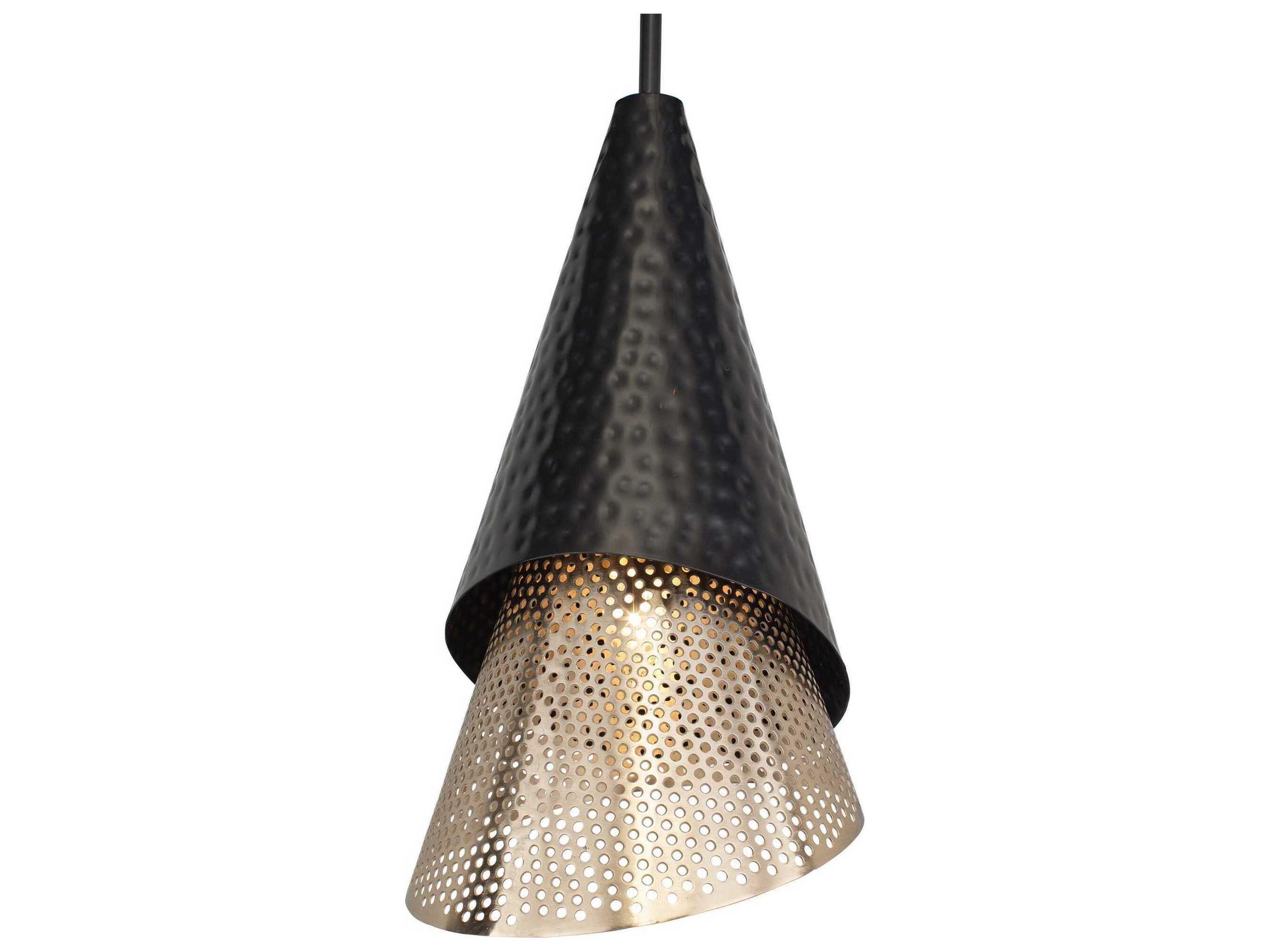 Uttermost Apollo 1-Light Matte Black Gold Mini Pendant
