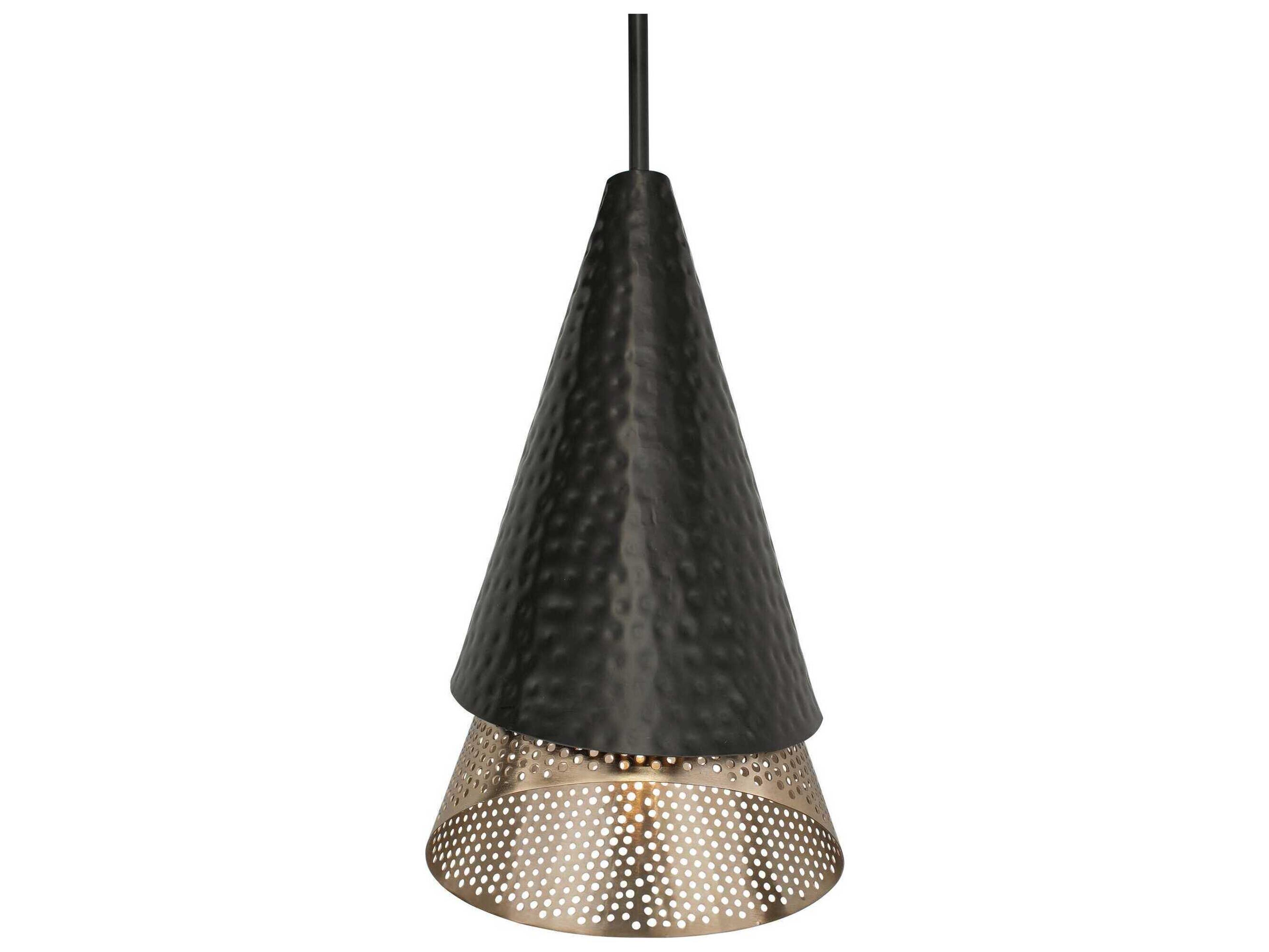 Uttermost Apollo 1-Light Matte Black Gold Mini Pendant