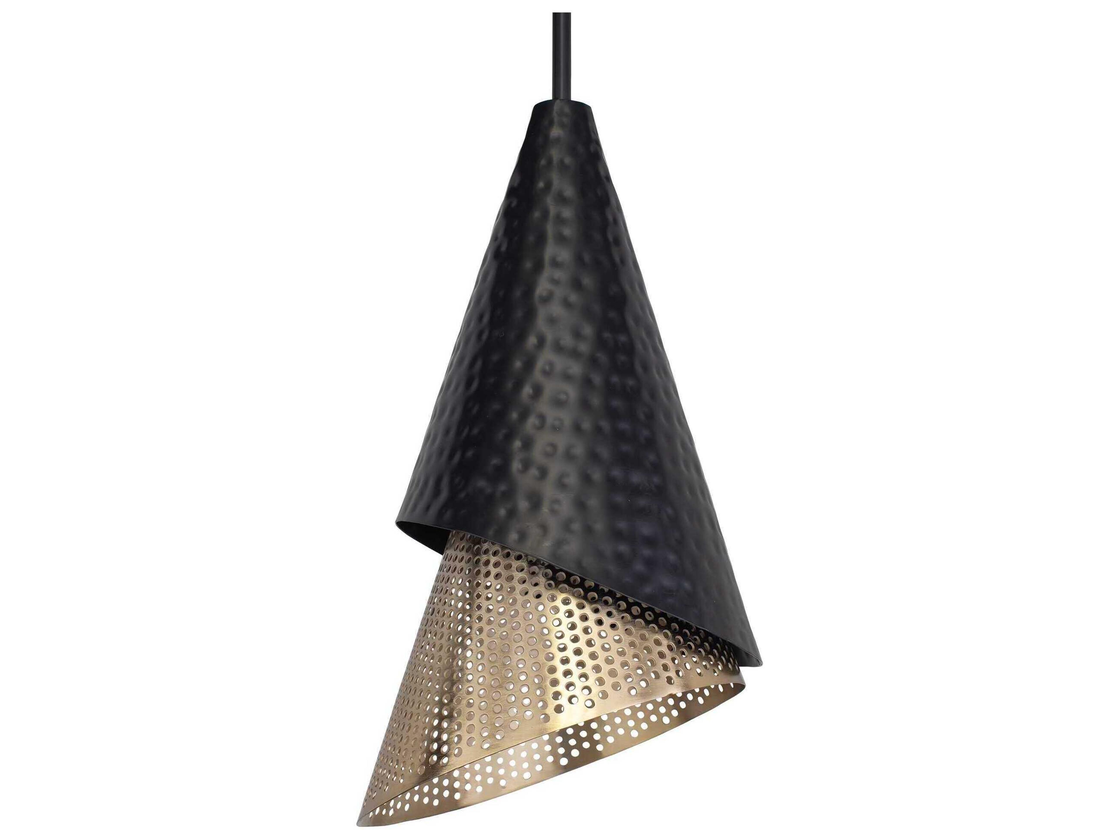 Uttermost Apollo 1-Light Matte Black Gold Mini Pendant
