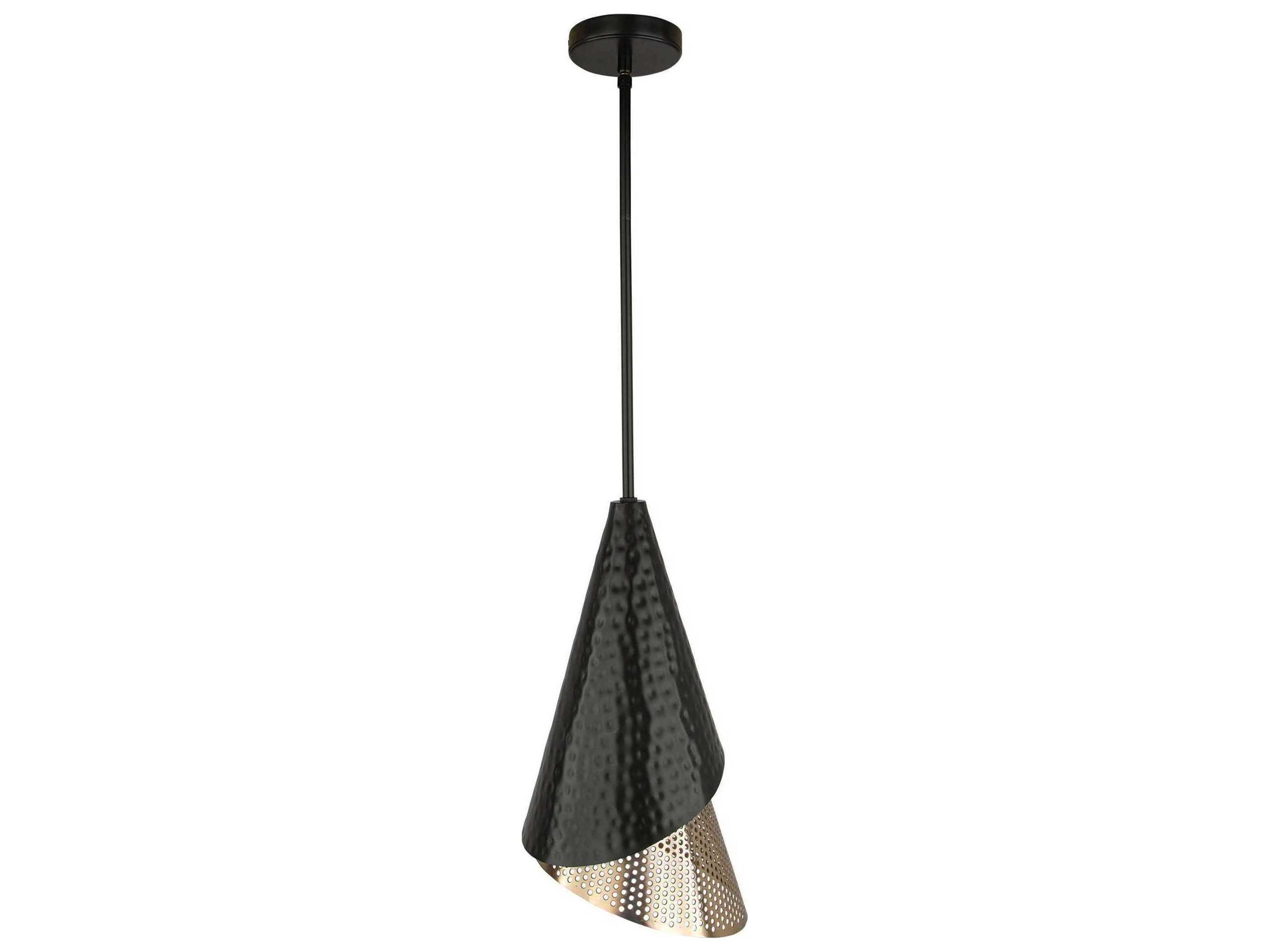 Uttermost Apollo 1-Light Matte Black Gold Mini Pendant
