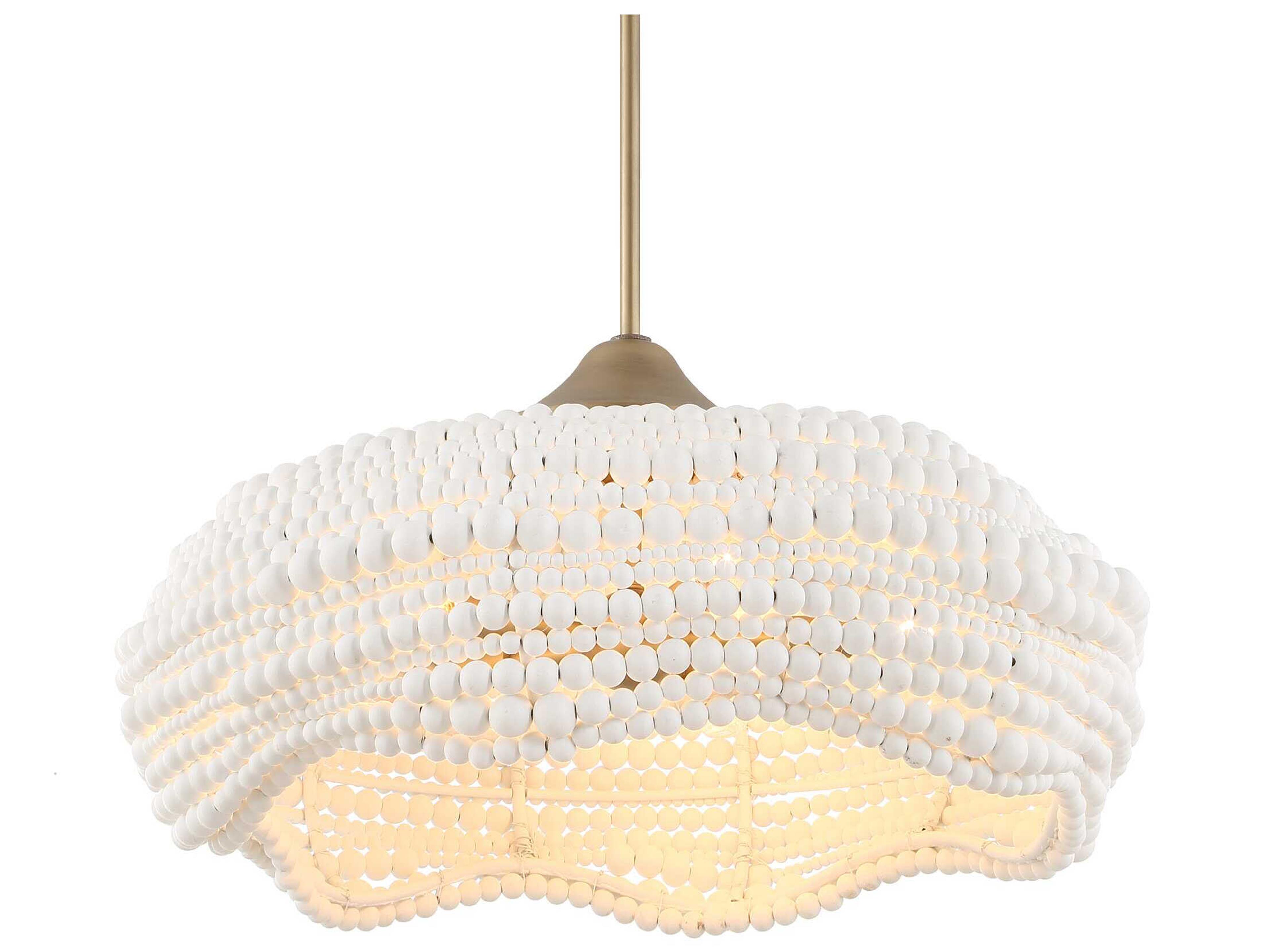 Uttermost Biddeford 5-Light Brushed Matte Gold White Dome Pendant