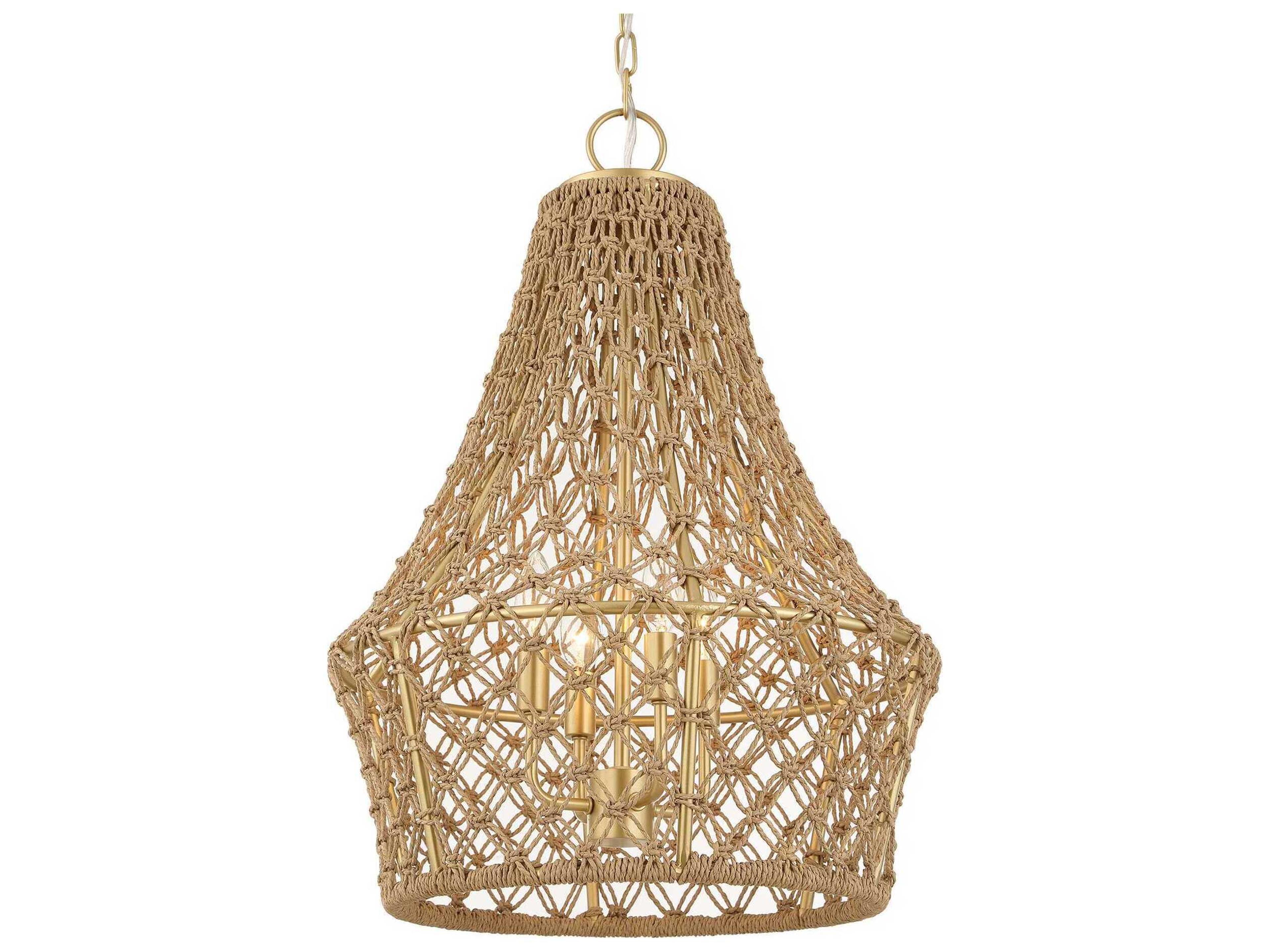 Macrame 4-Light Brushed Gold Pendant