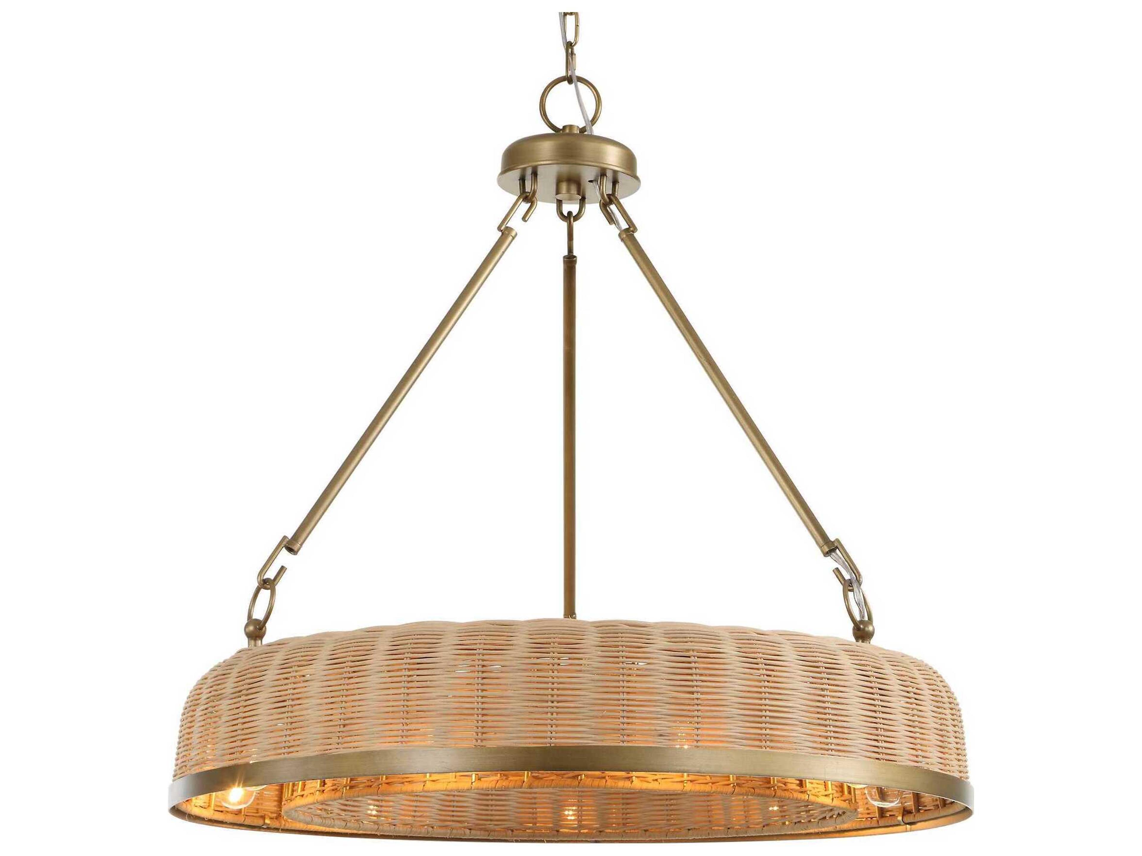 Ladakh 9-Light Weathered Brushed Brass Round Pendant