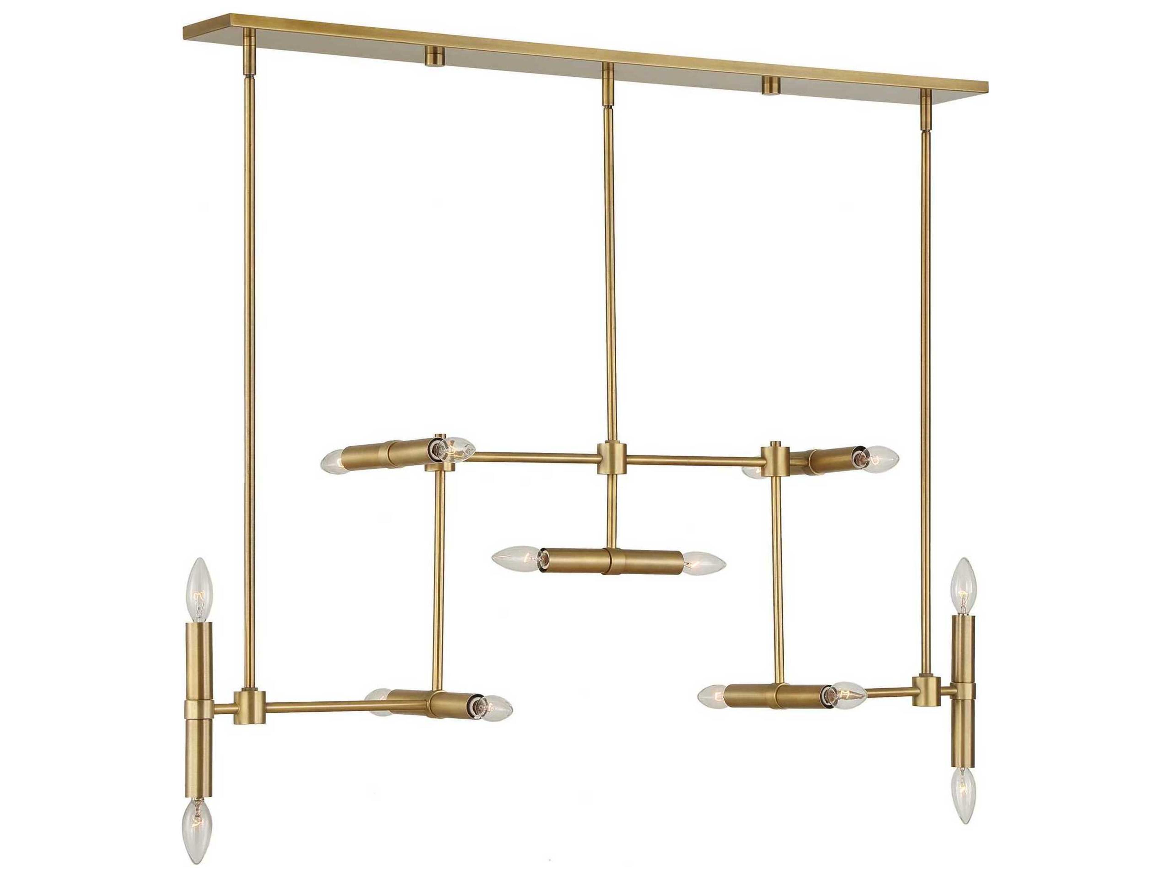 Cadre 14-Light Antique Brass Linear Island Pendant