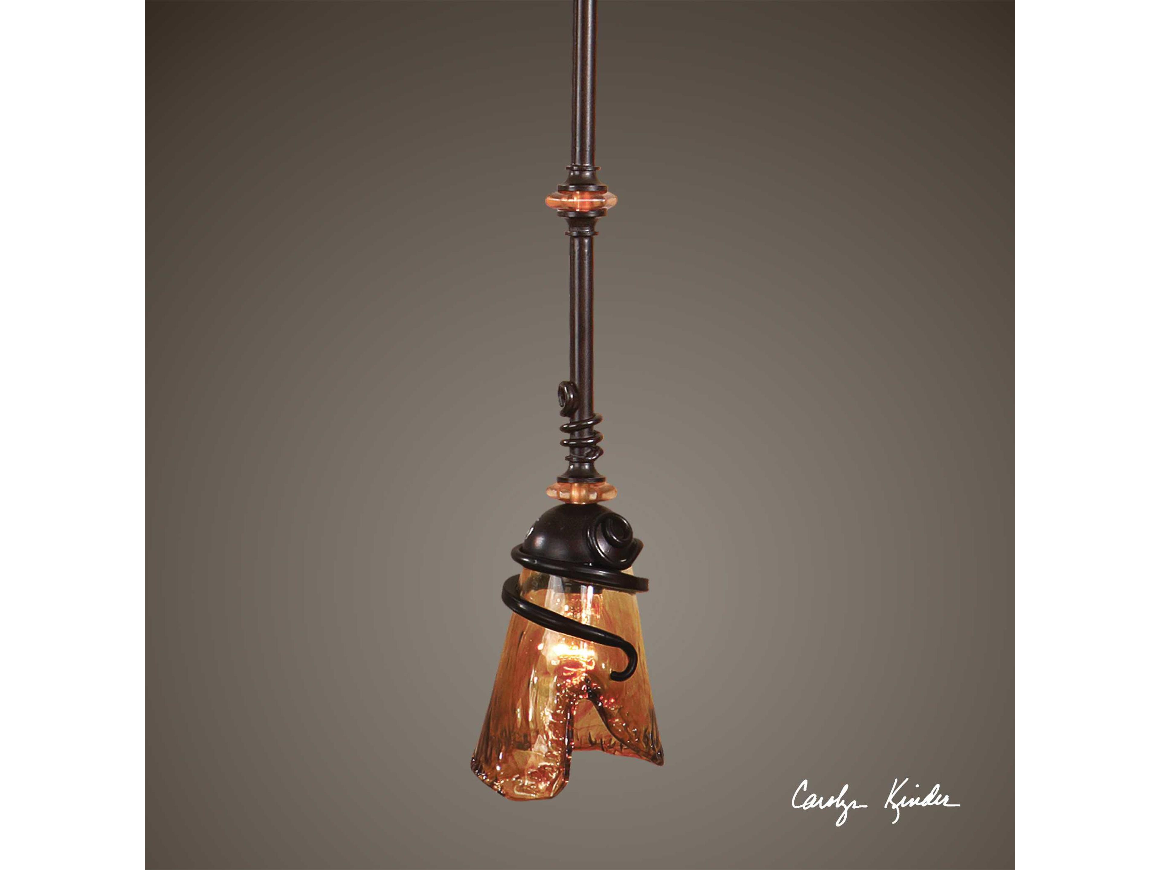 Uttermost Vitalia 1-Light Oil Rubbed Bronze Glass Mini Pendant