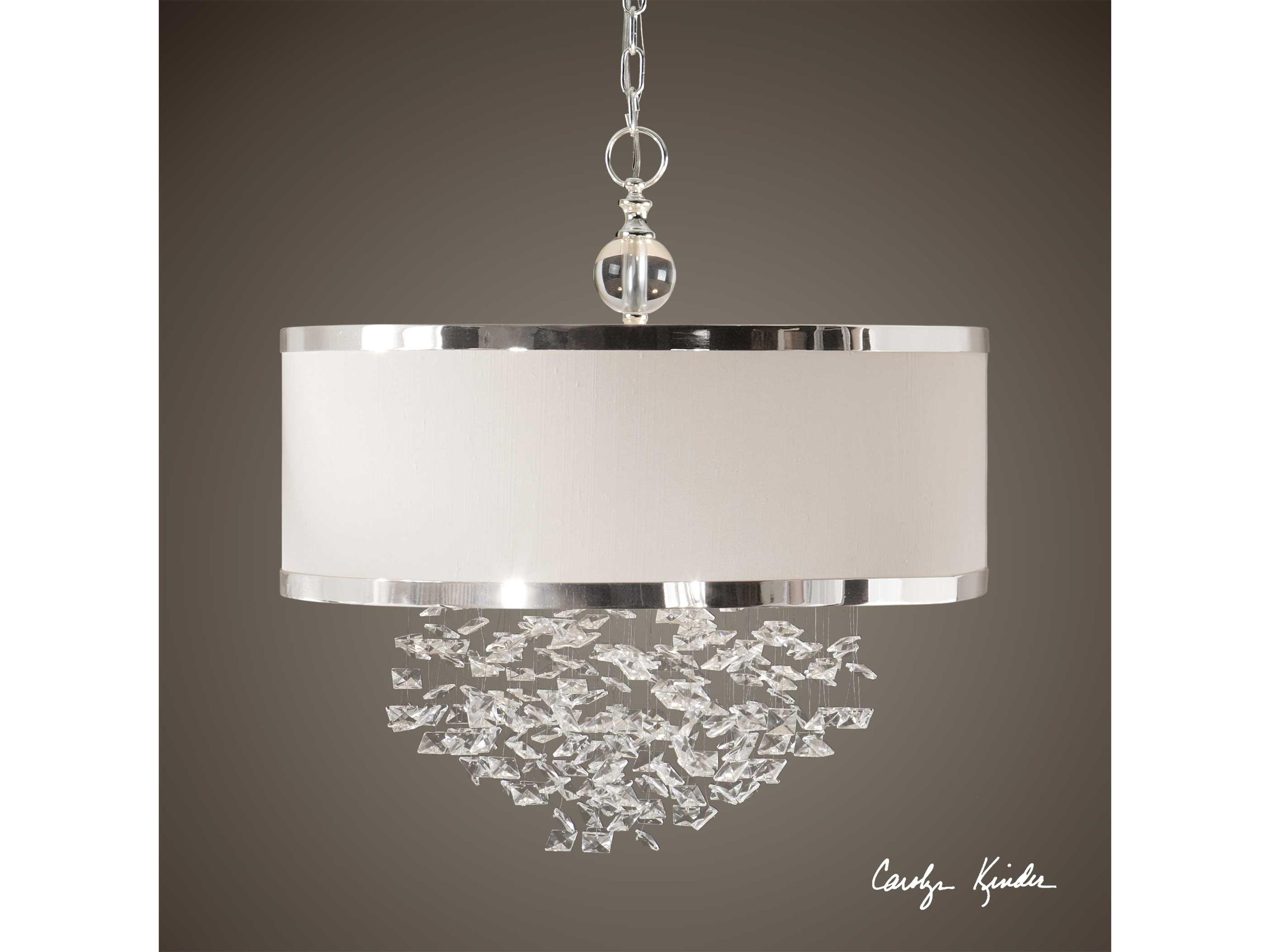 Uttermost Fascination 3-Light Silver Crystal Glass Drum Pendant