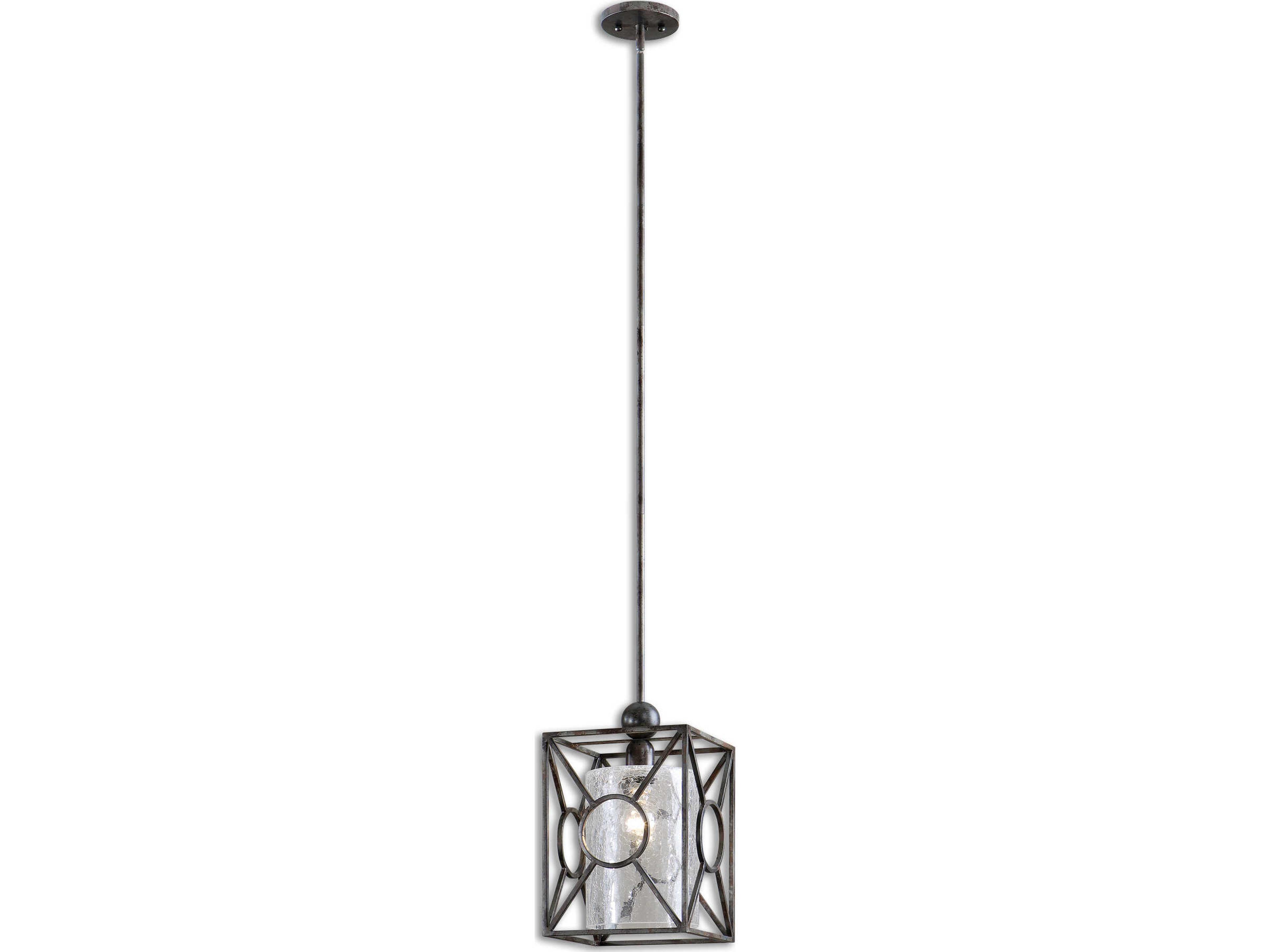 Uttermost Arbela 1-Light Rust Black Glass Cylinder Mini Pendant