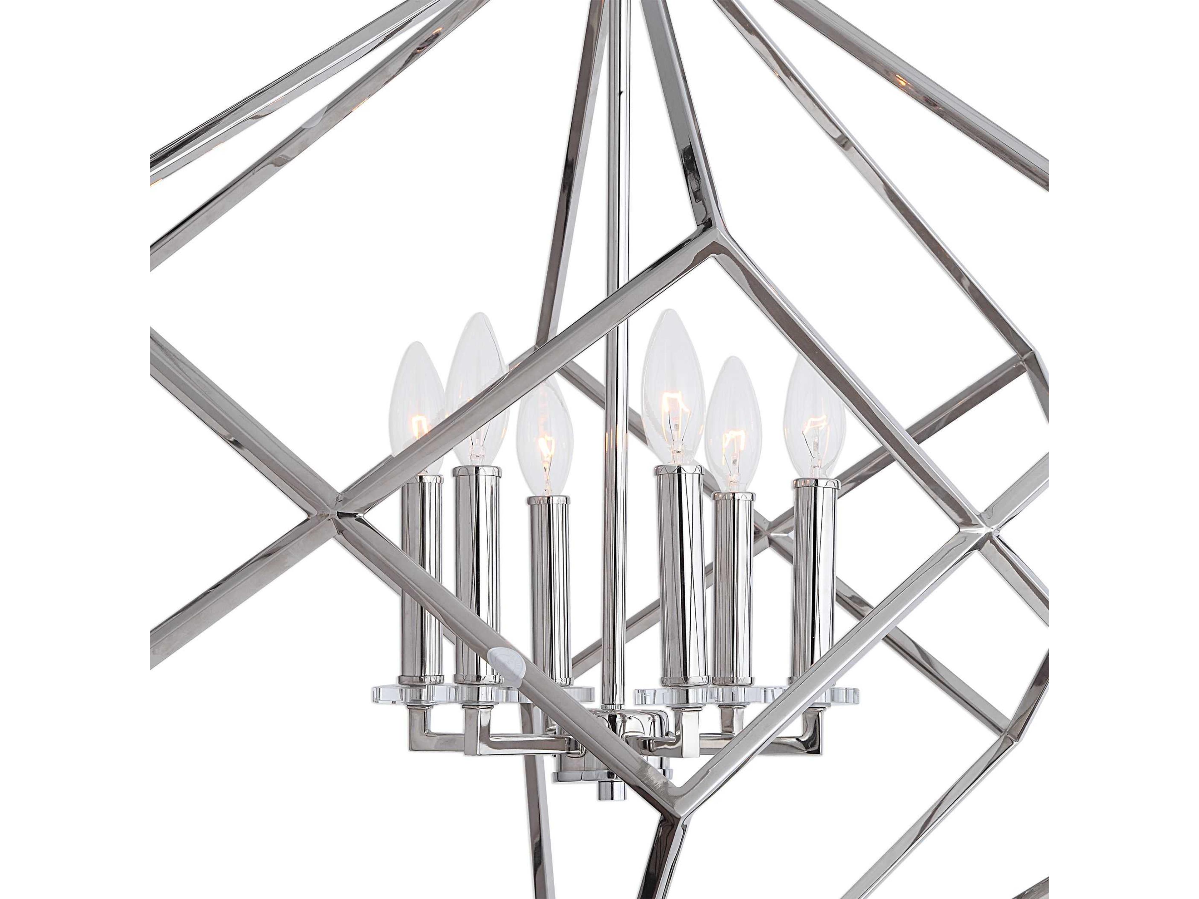 Uttermost Euclid 6-Light Polished Nickel Geometric Pendant
