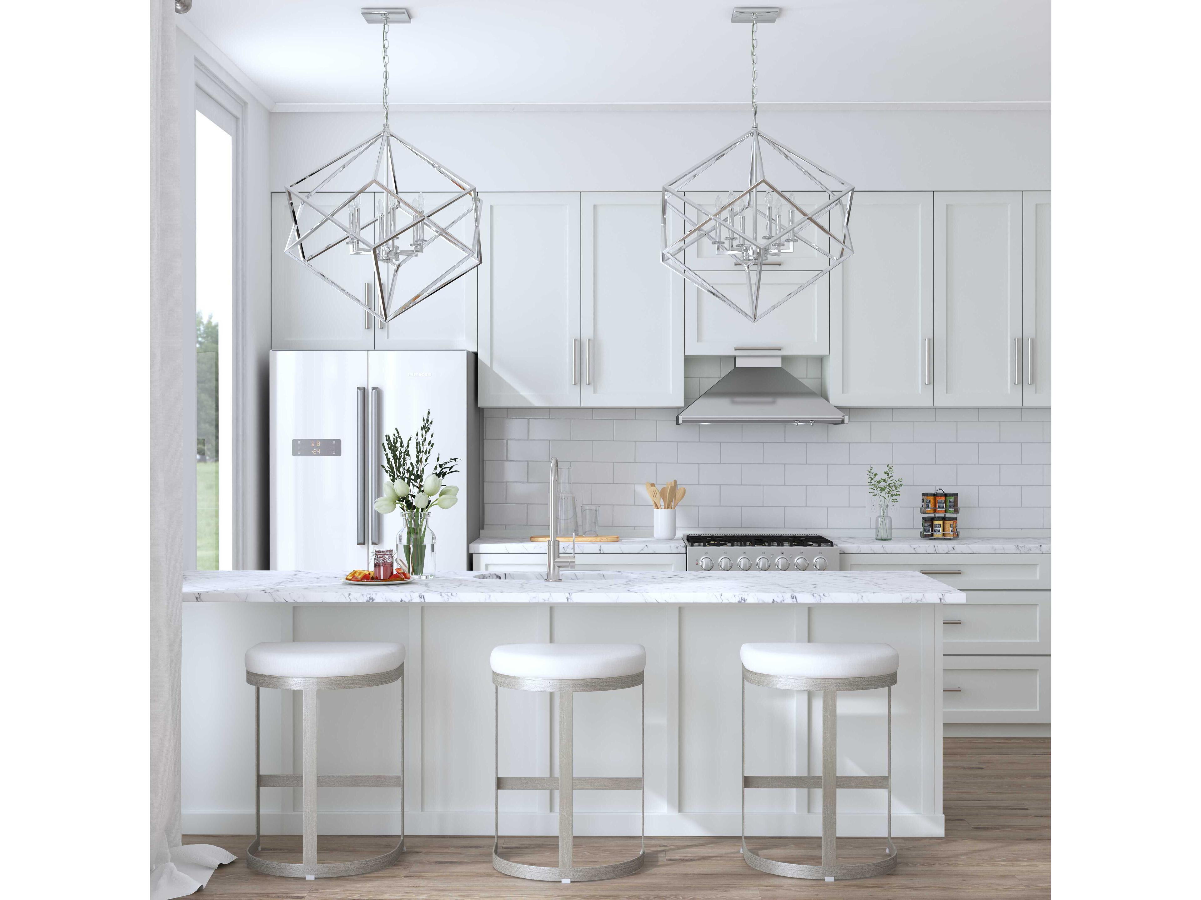 Uttermost Euclid 6-Light Polished Nickel Geometric Pendant