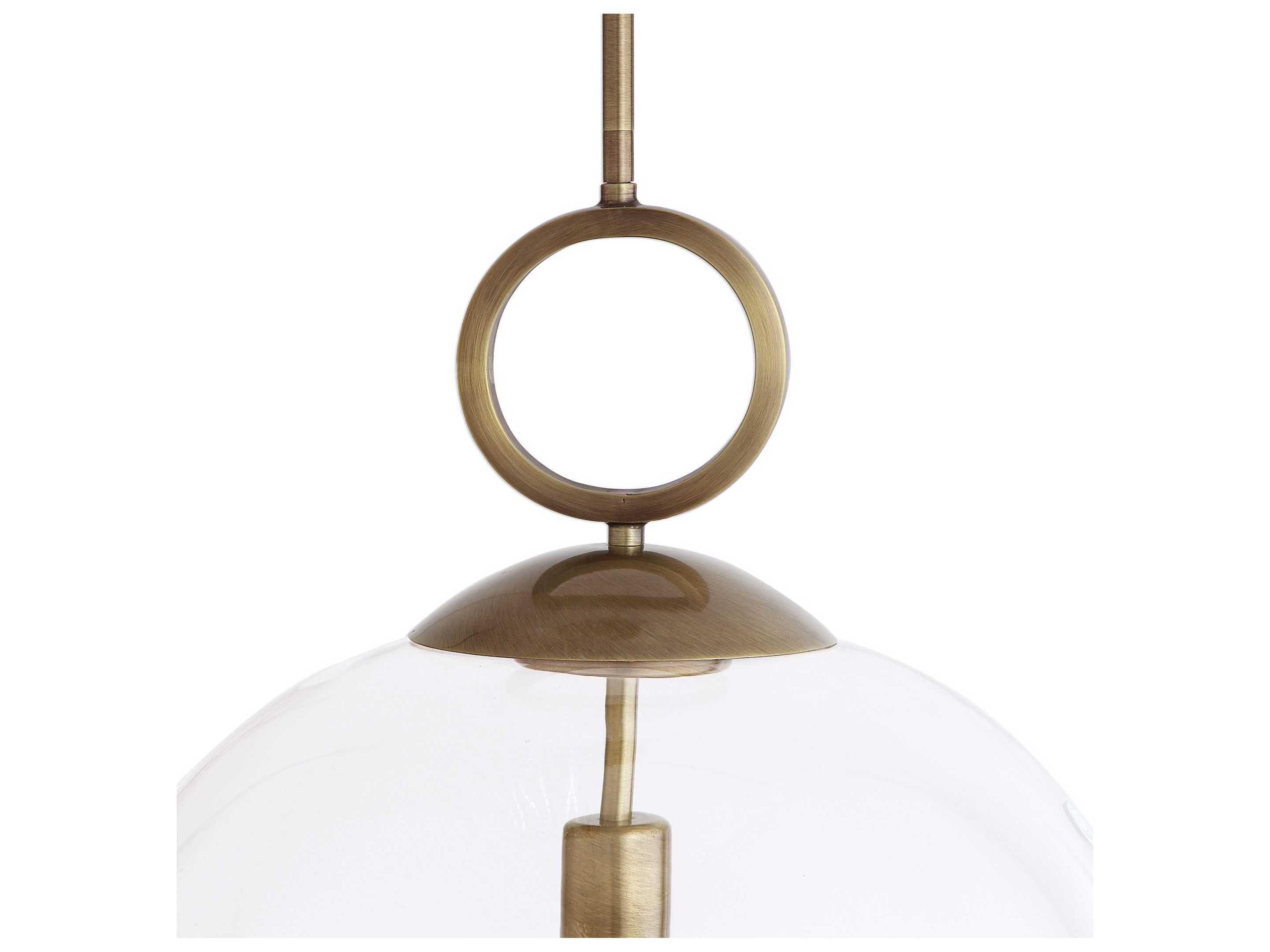 Uttermost Calix 1-Light Aged Brass Glass Bell Pendant