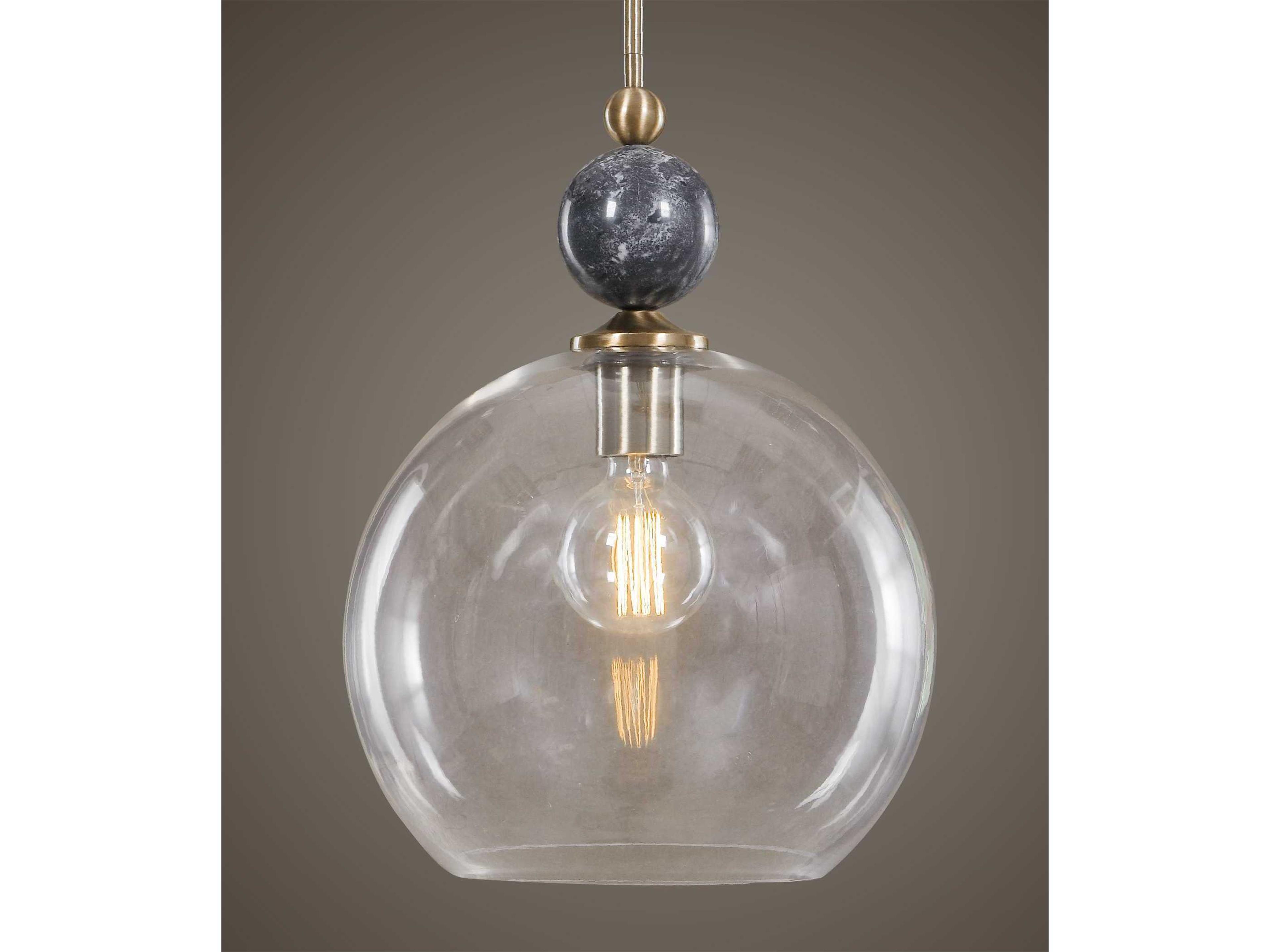 Uttermost Mendota 1-Light Oxidized Aged Brass Glass Globe Pendant
