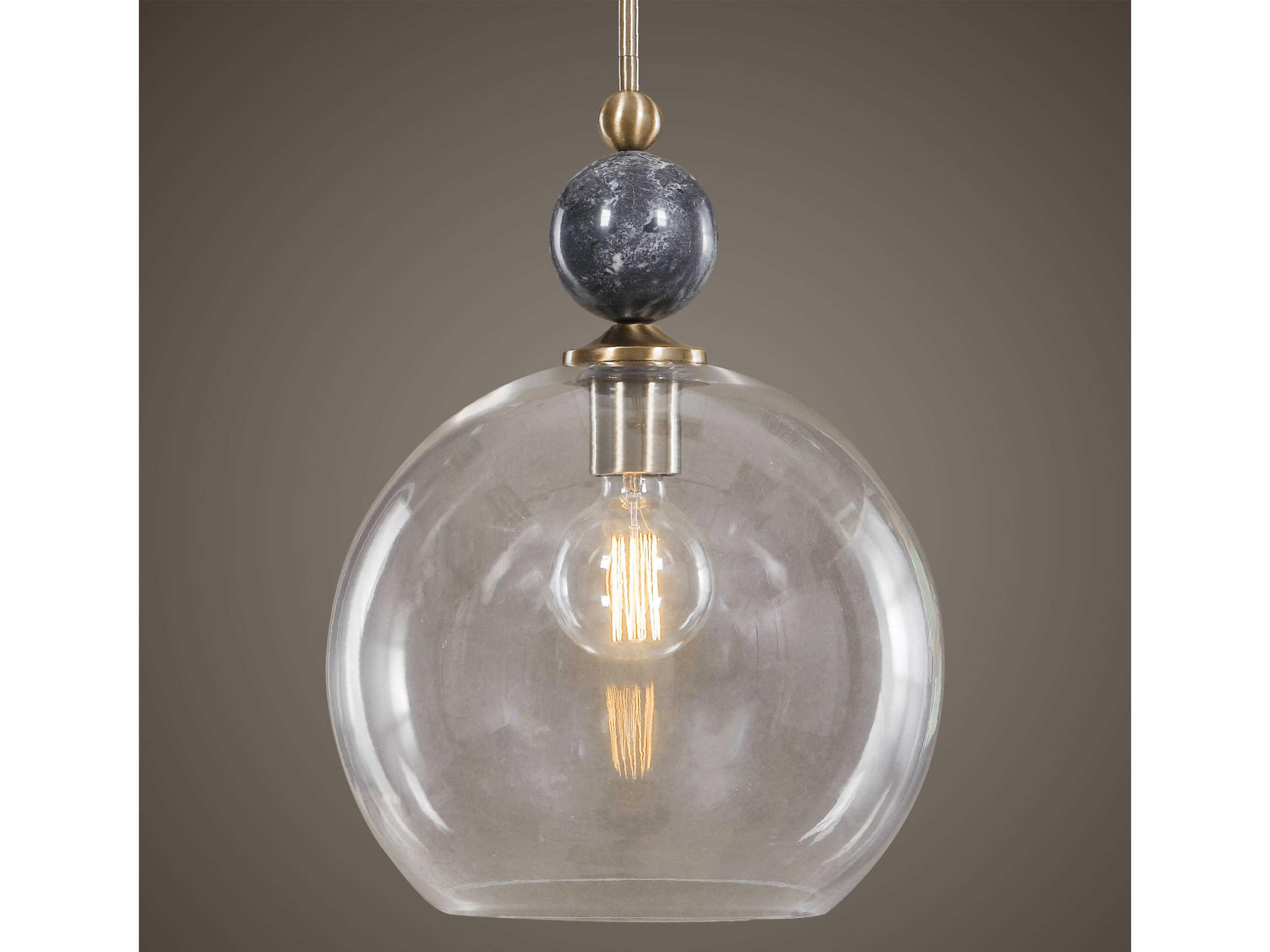 Uttermost Mendota 1-Light Oxidized Aged Brass Glass Globe Pendant
