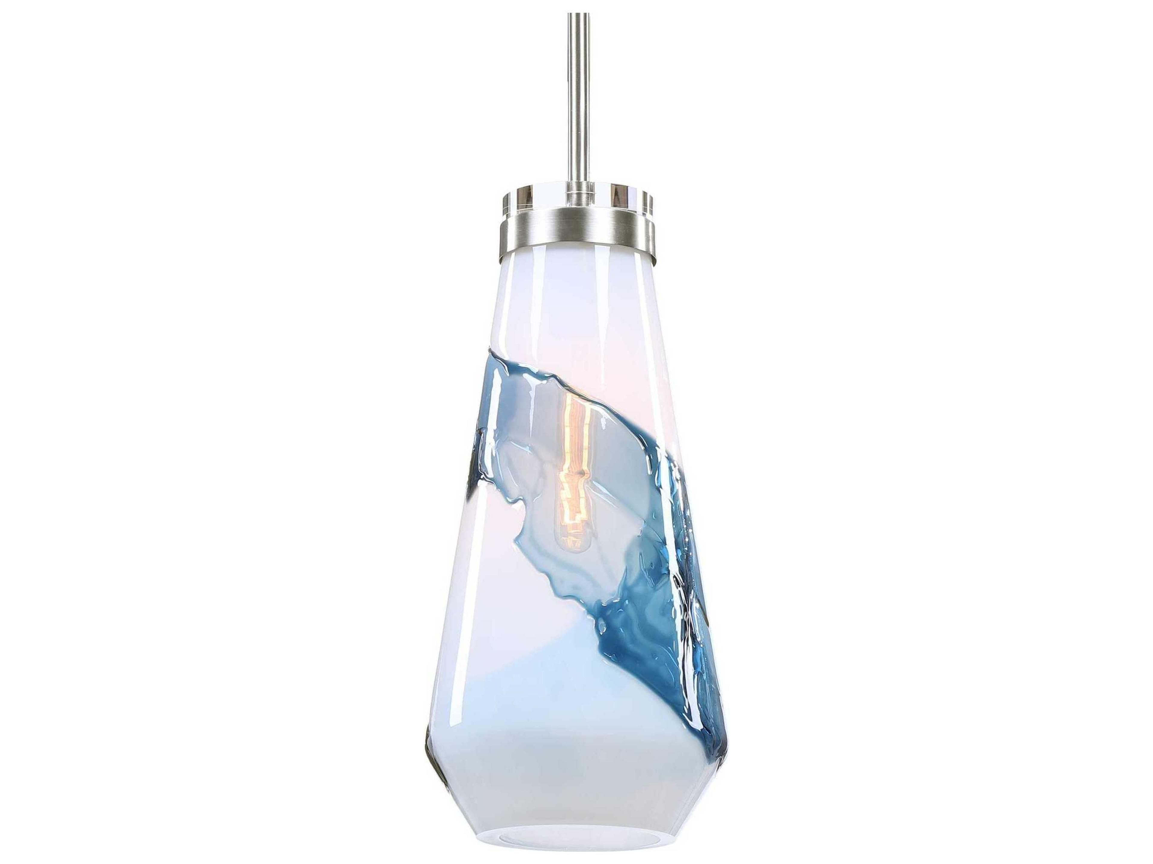 Uttermost Windswept 1-Light Brushed Nickel Blue Glass Pendant