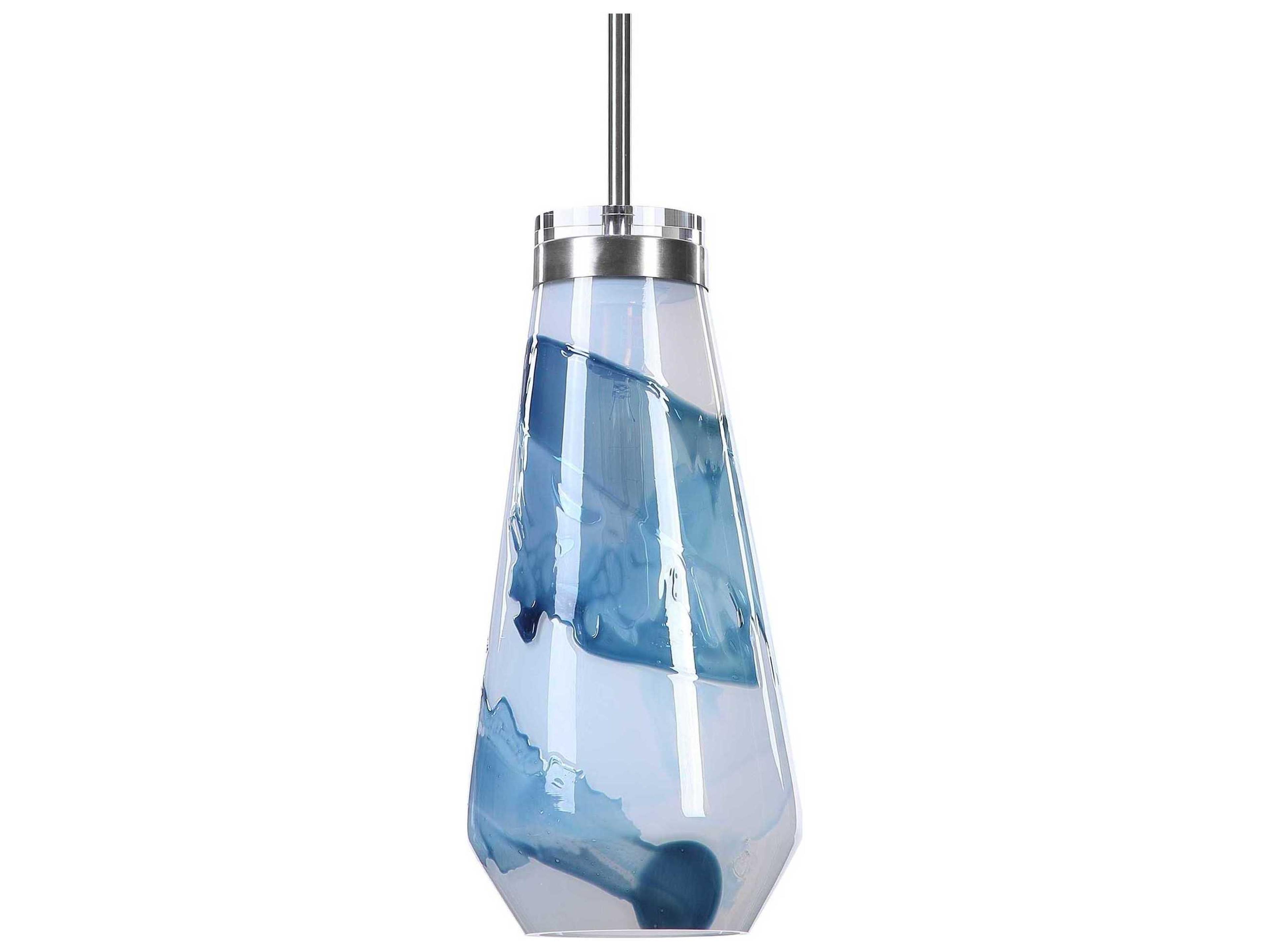 Uttermost Windswept 1-Light Brushed Nickel Blue Glass Pendant