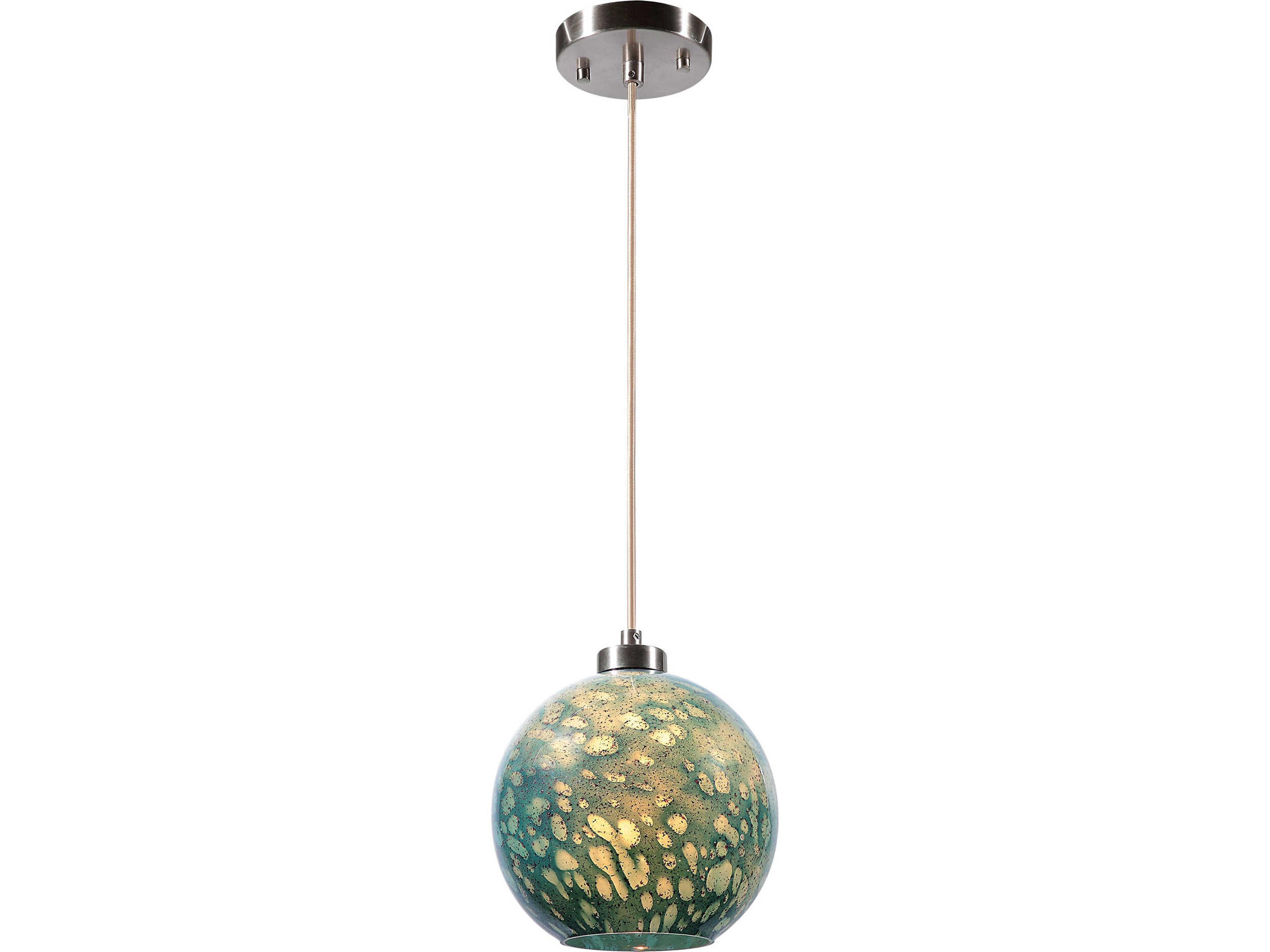 Uttermost Gemblue 1-Light Brushed Nickel Blue Glass Globe Mini Pendant
