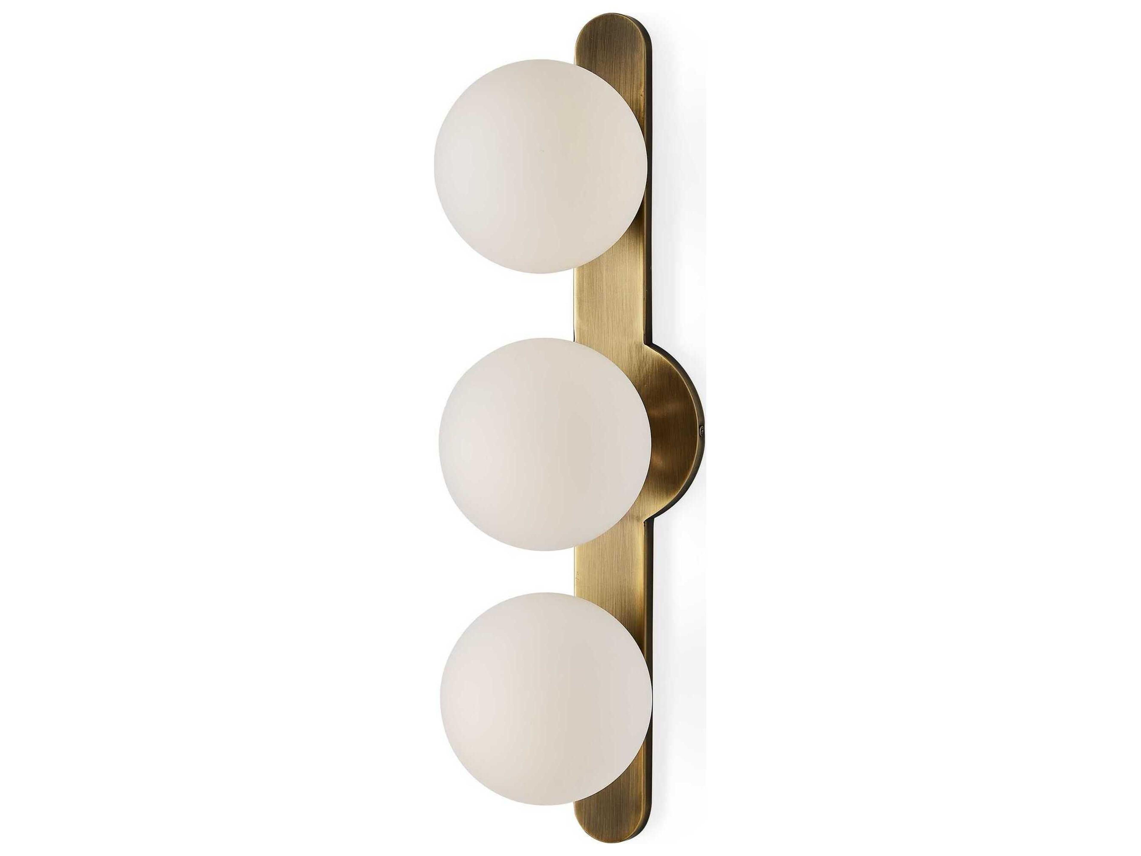 3-Light Antique Brass Glass Wall Sconce