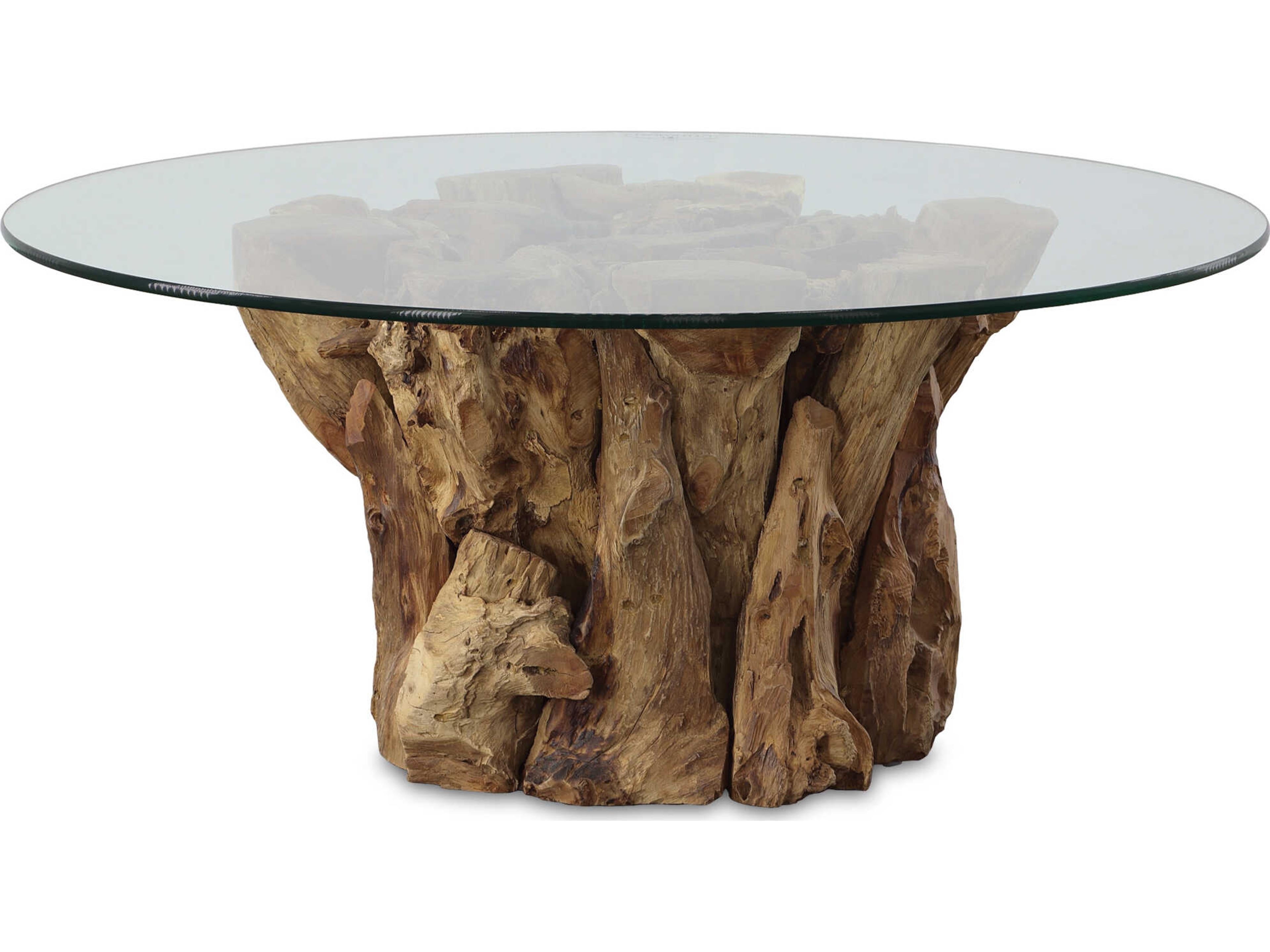 Uttermost Driftwood Round Glass Natural Coffee Table