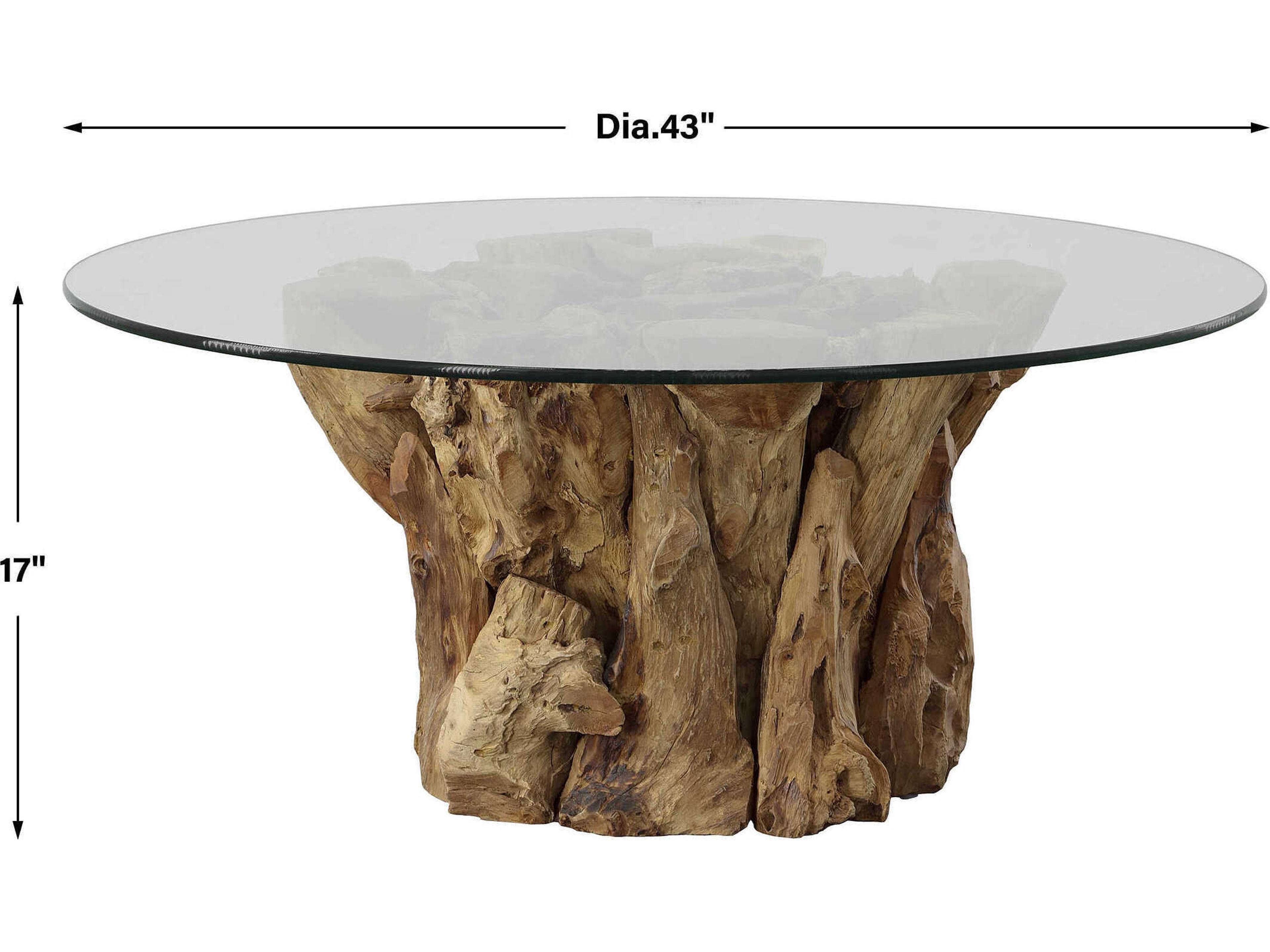 Uttermost Driftwood Round Glass Natural Coffee Table