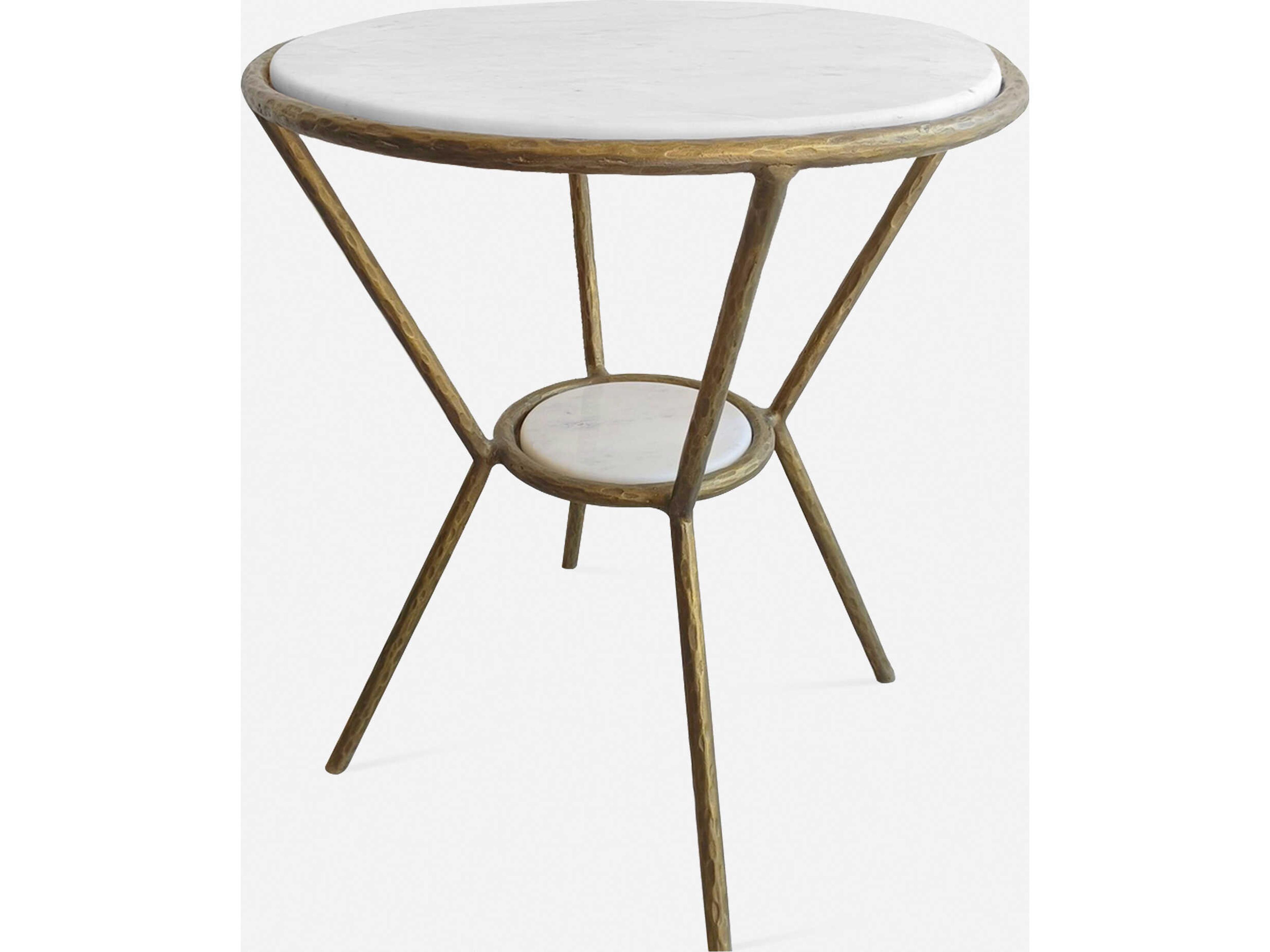 Refuge Round Marble Antique Gold White End Table