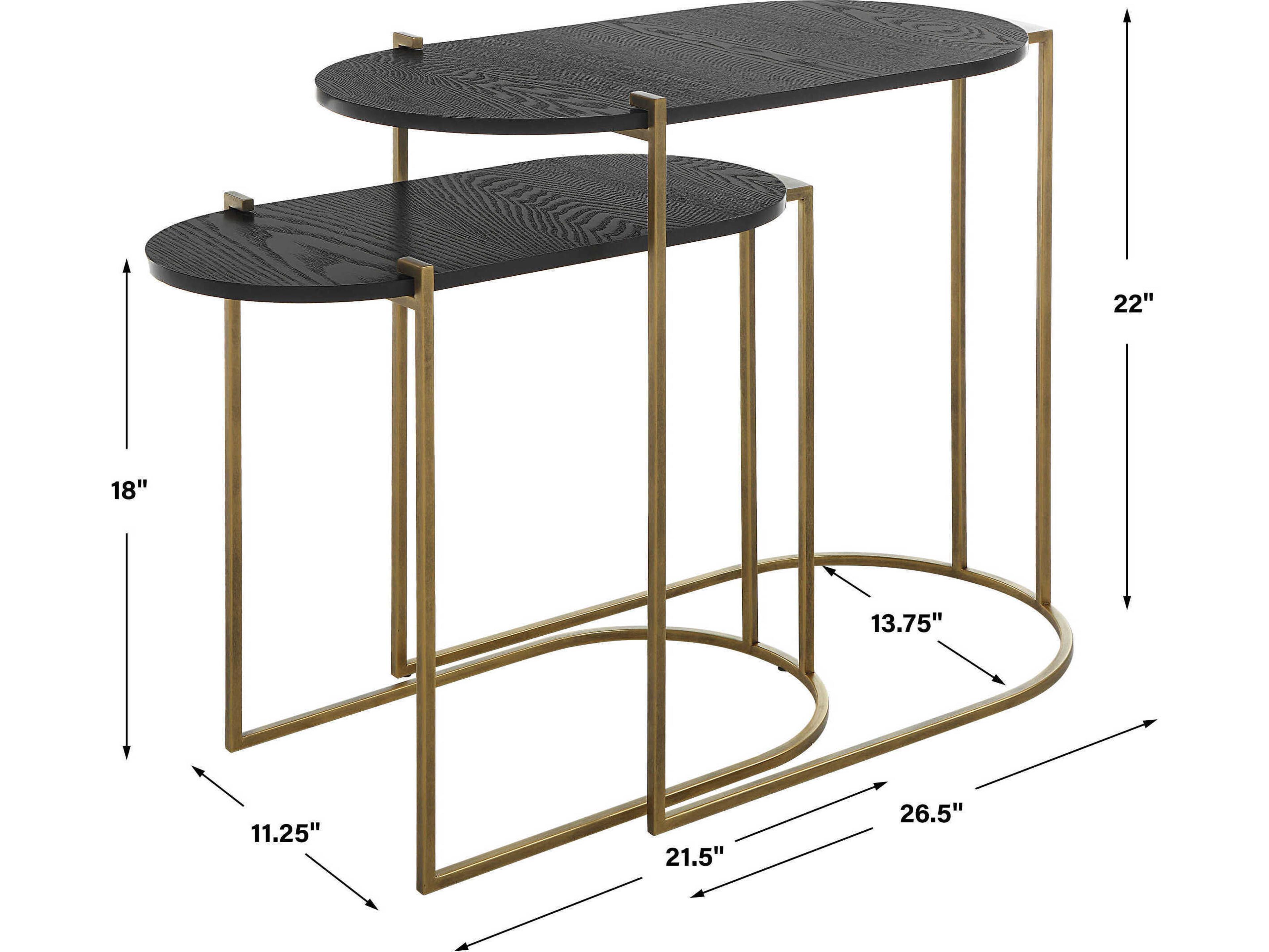 Uttermost Aztec Oval Wood Ebony Antique Brass End Table