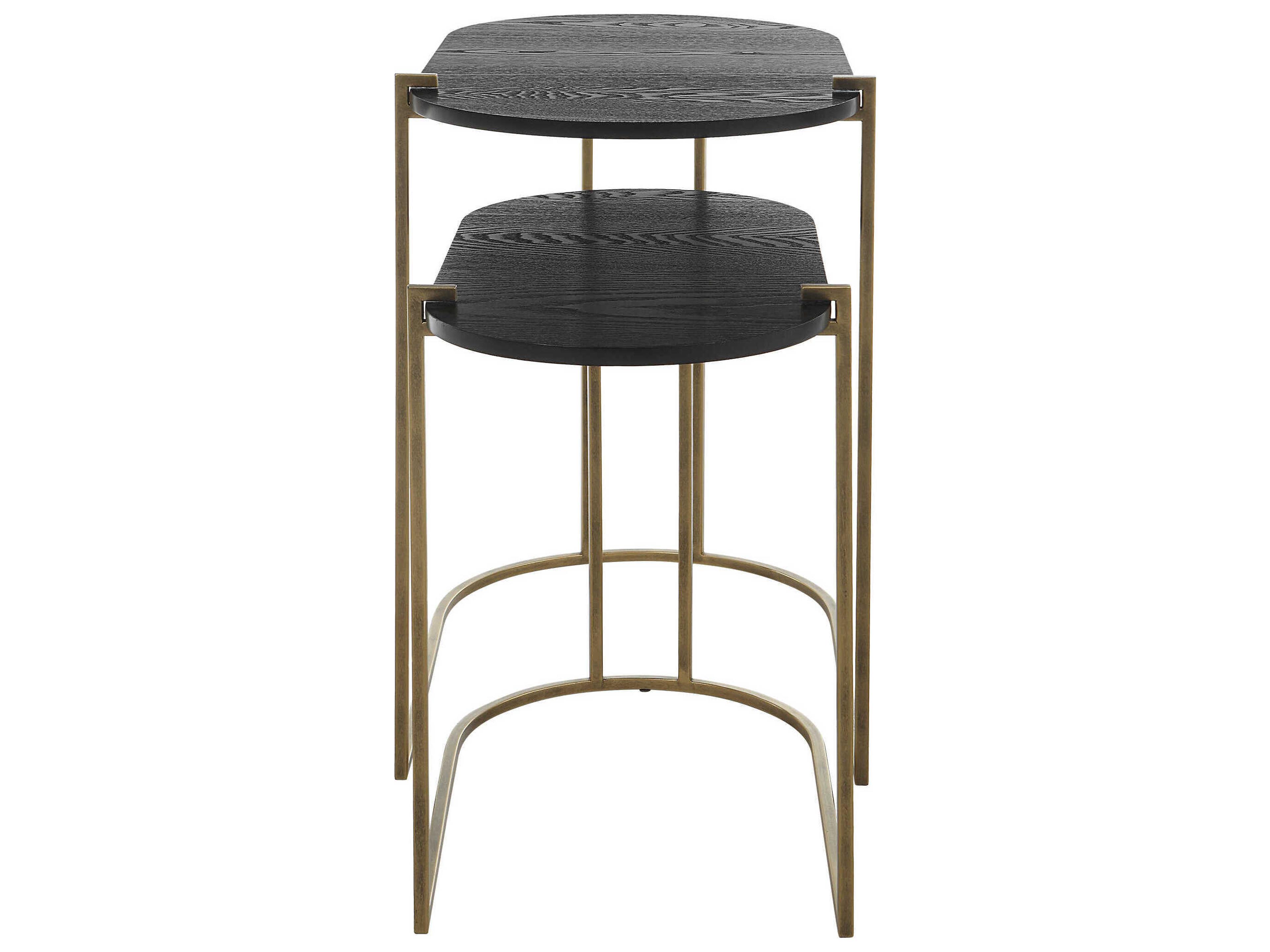 Uttermost Aztec Oval Wood Ebony Antique Brass End Table