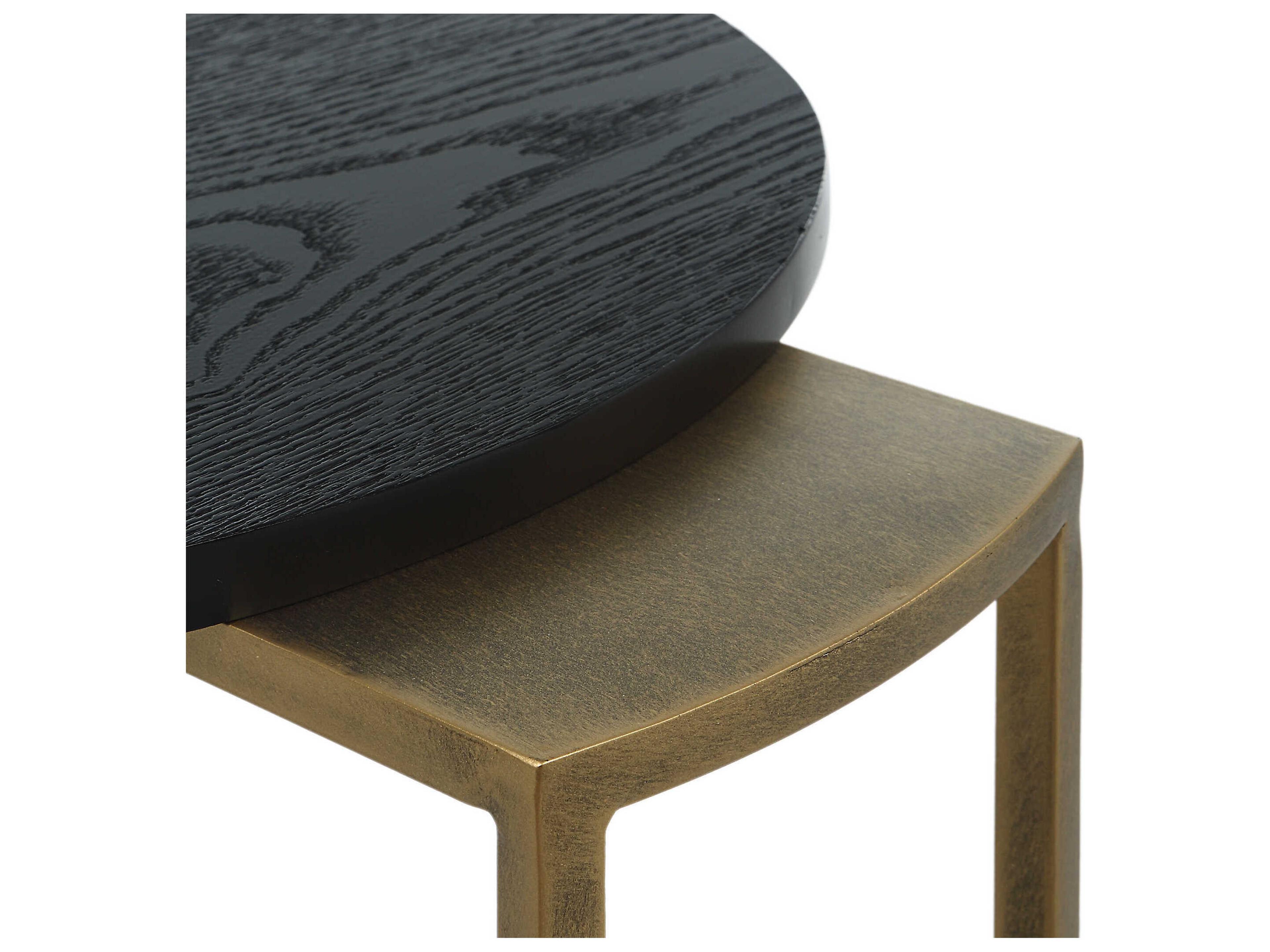 Uttermost Aztec Oval Wood Ebony Antique Brass End Table