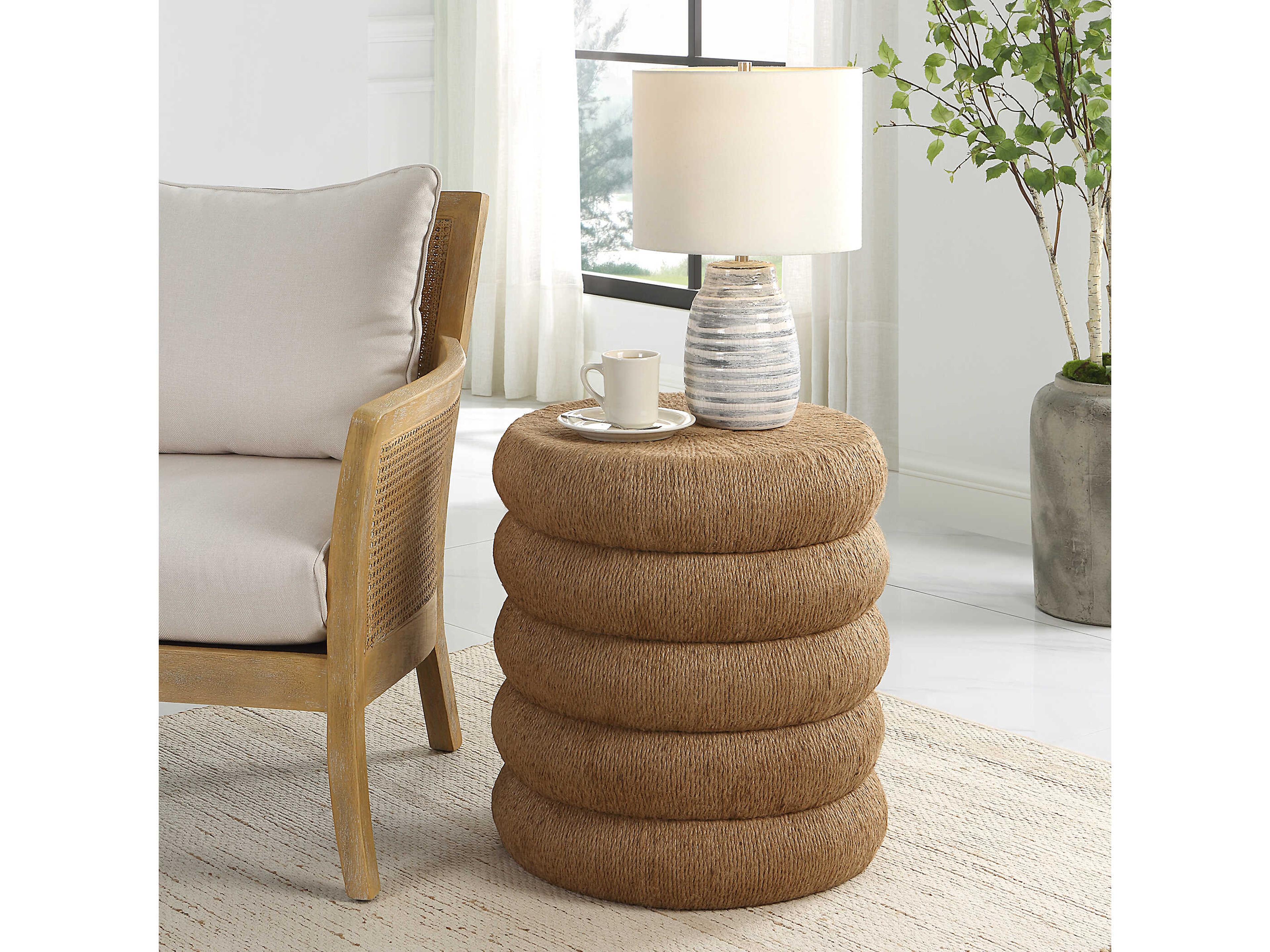 Uttermost Capitan Round Natural End Table
