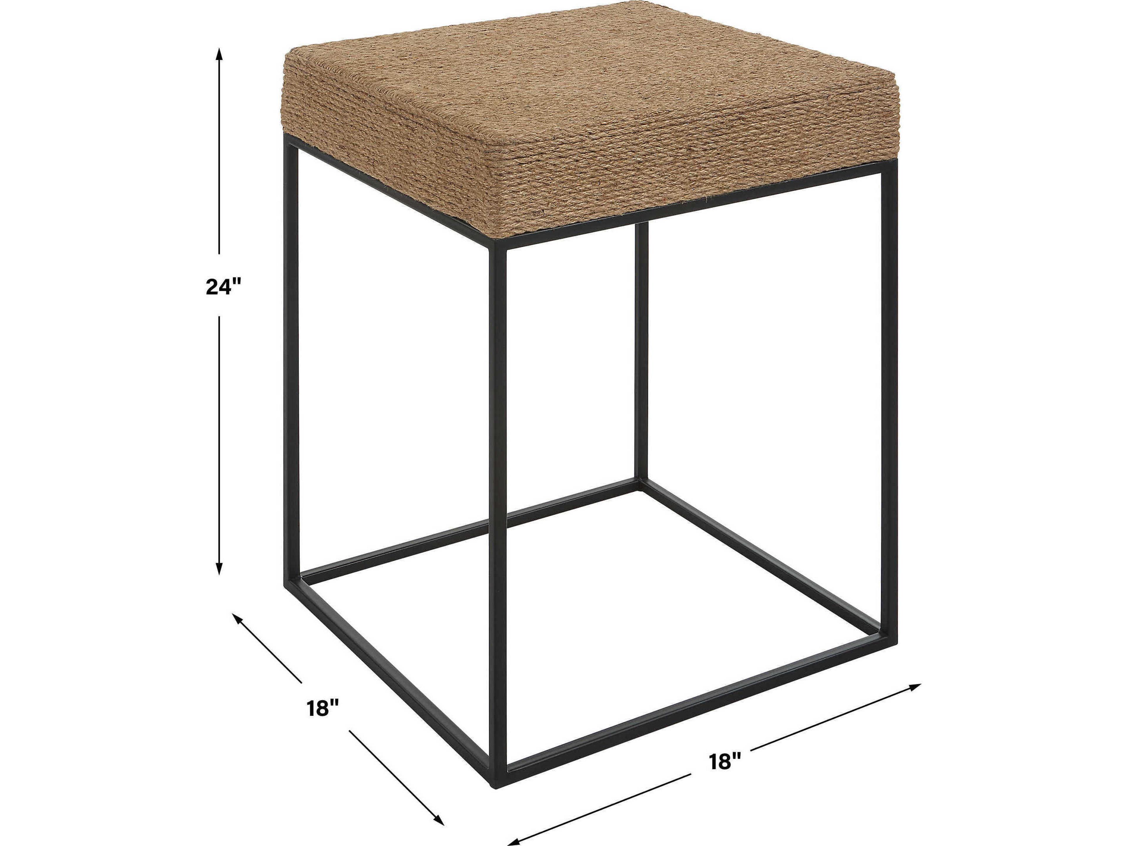 Uttermost Laramie Square Natural Matte Black End Table