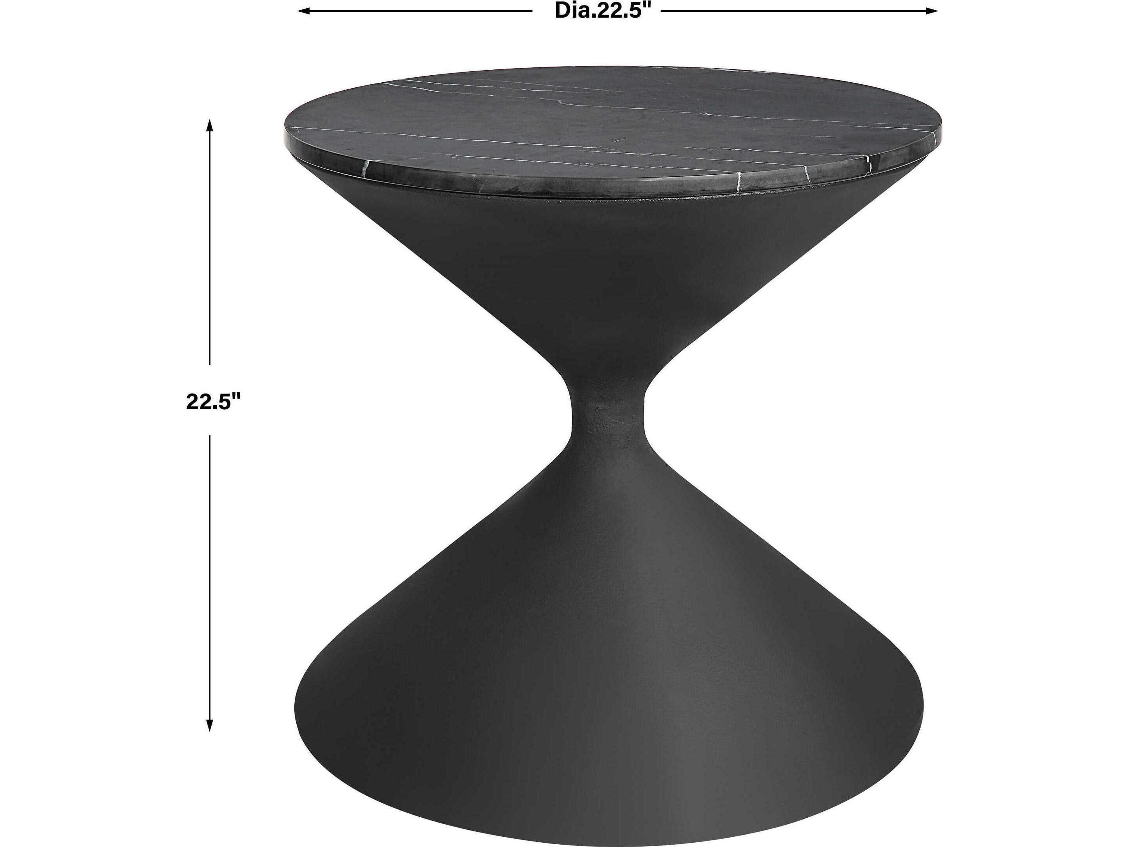 Uttermost Time's Up Round Marble Textured Matte Black End Table
