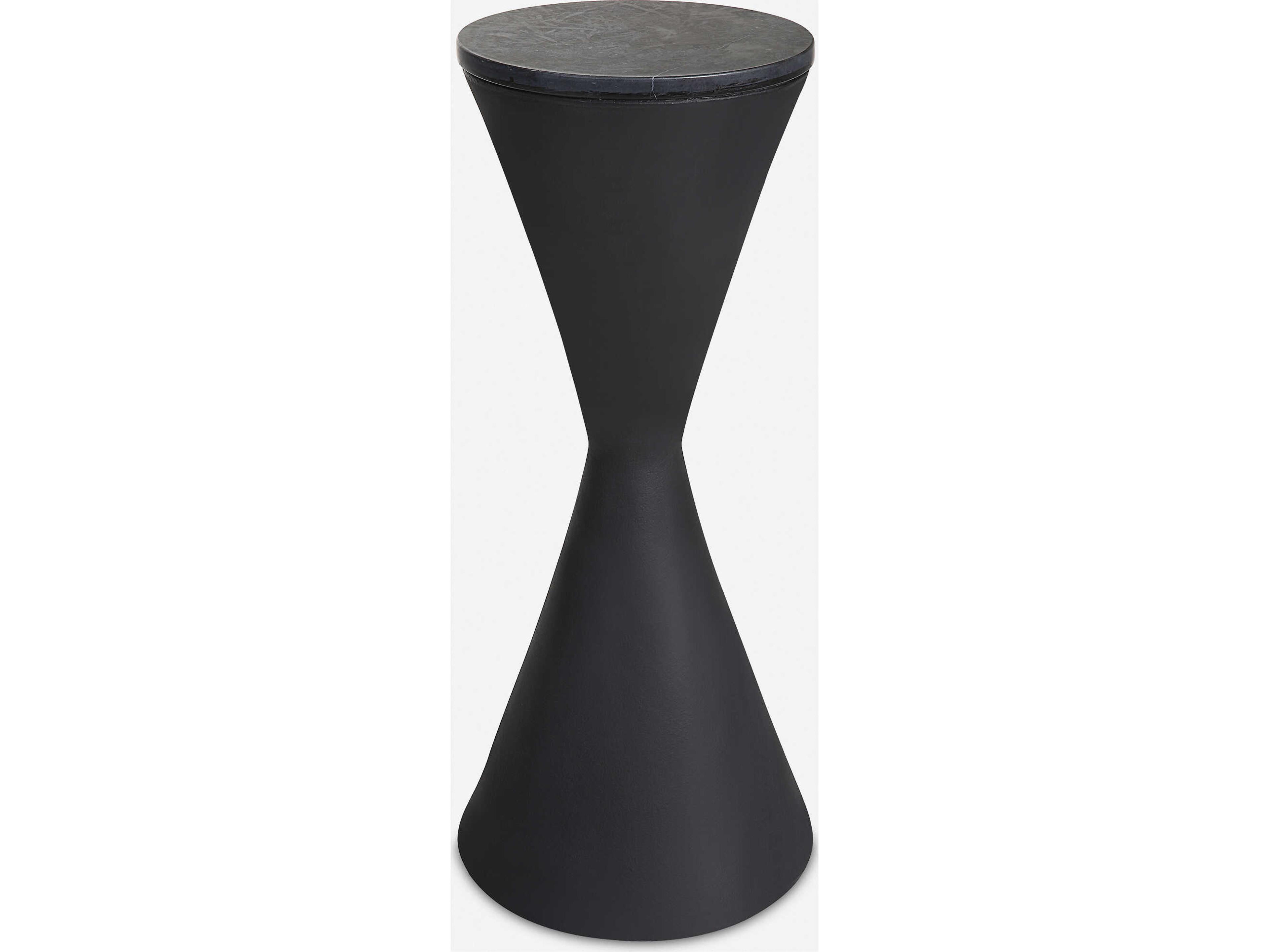 Uttermost Time's Up Round Marble Textured Matte Black End Table