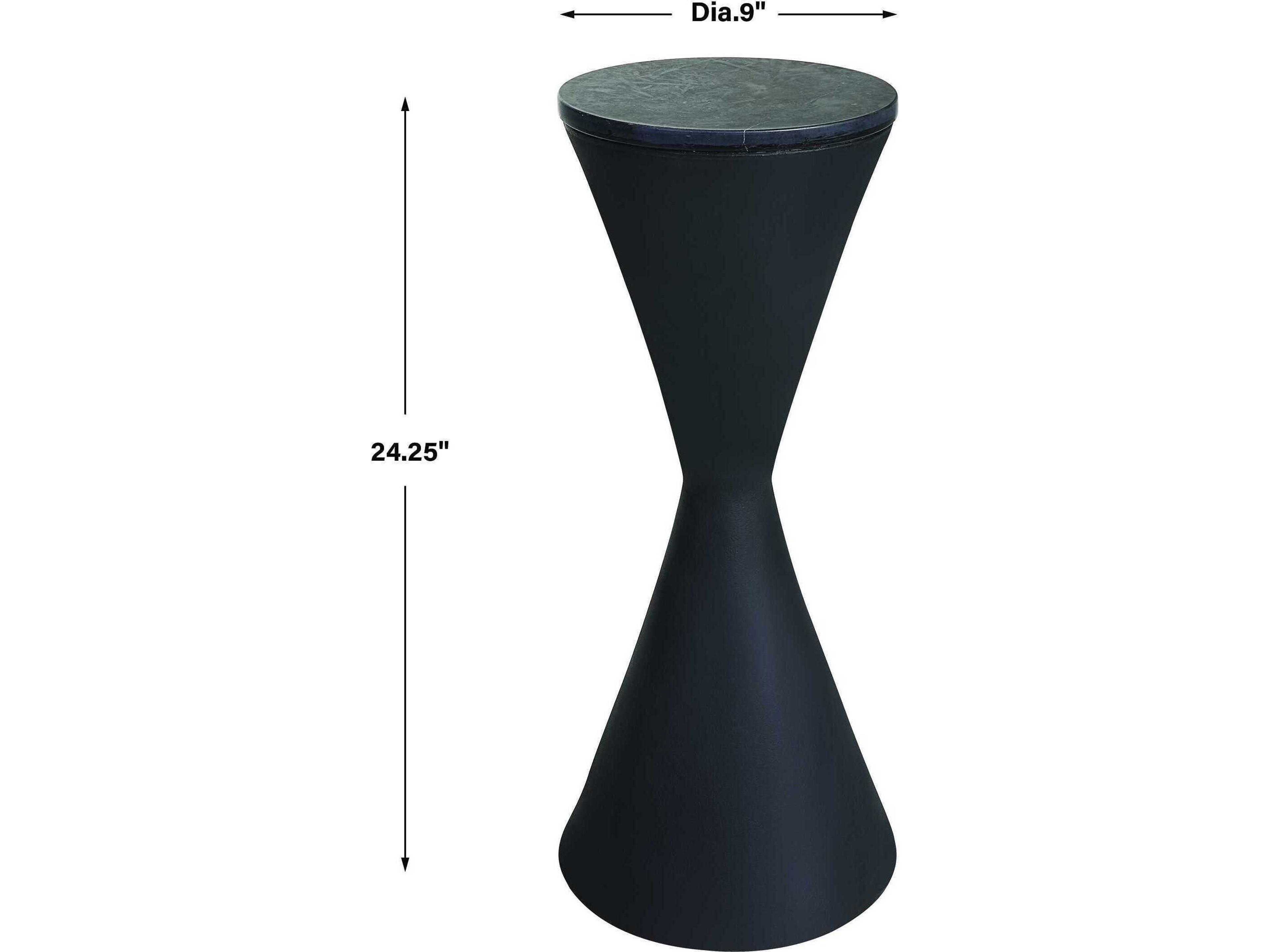 Uttermost Time's Up Round Marble Textured Matte Black End Table
