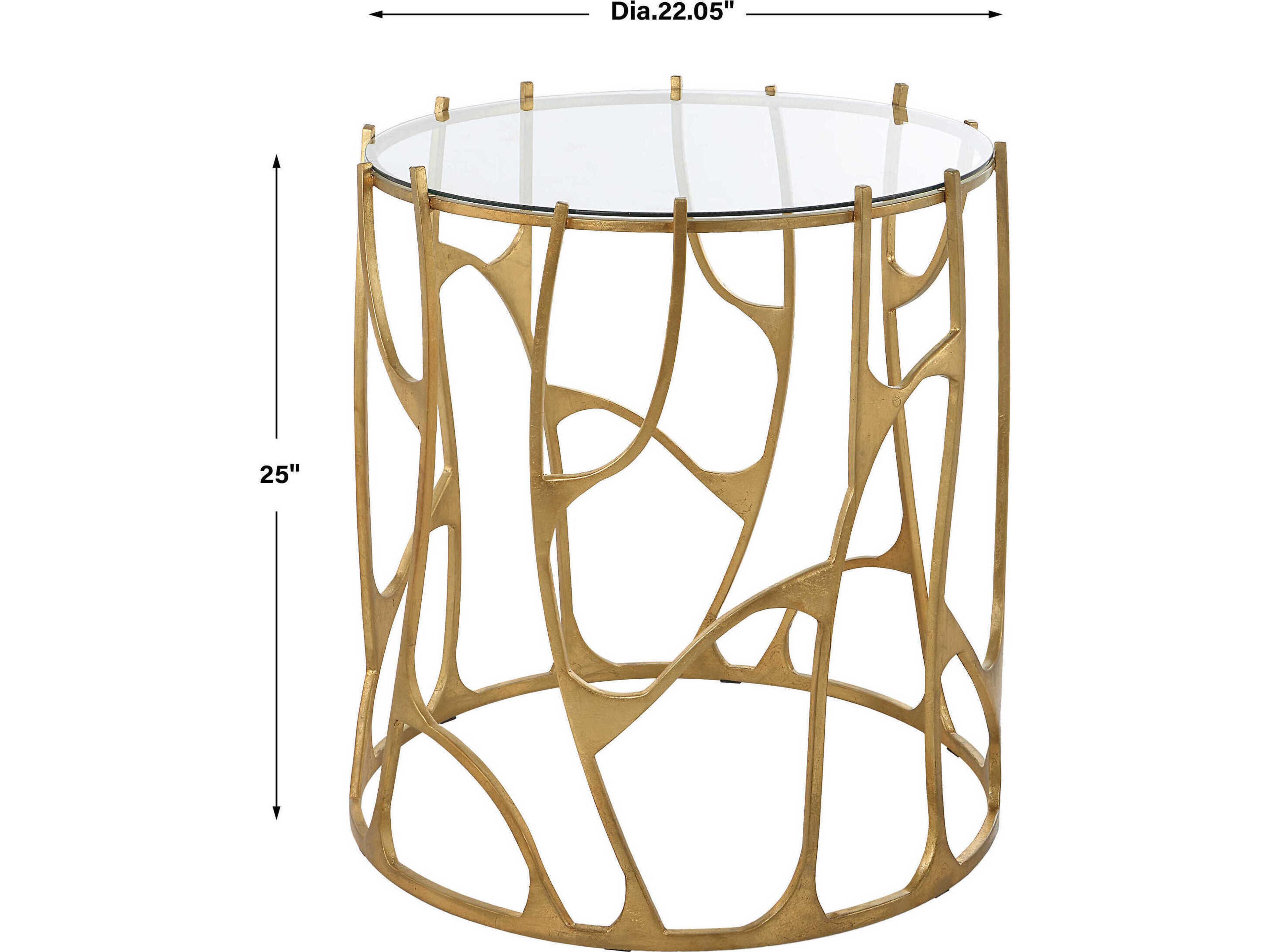 Uttermost Ritual Round Glass Aged Gold End Table