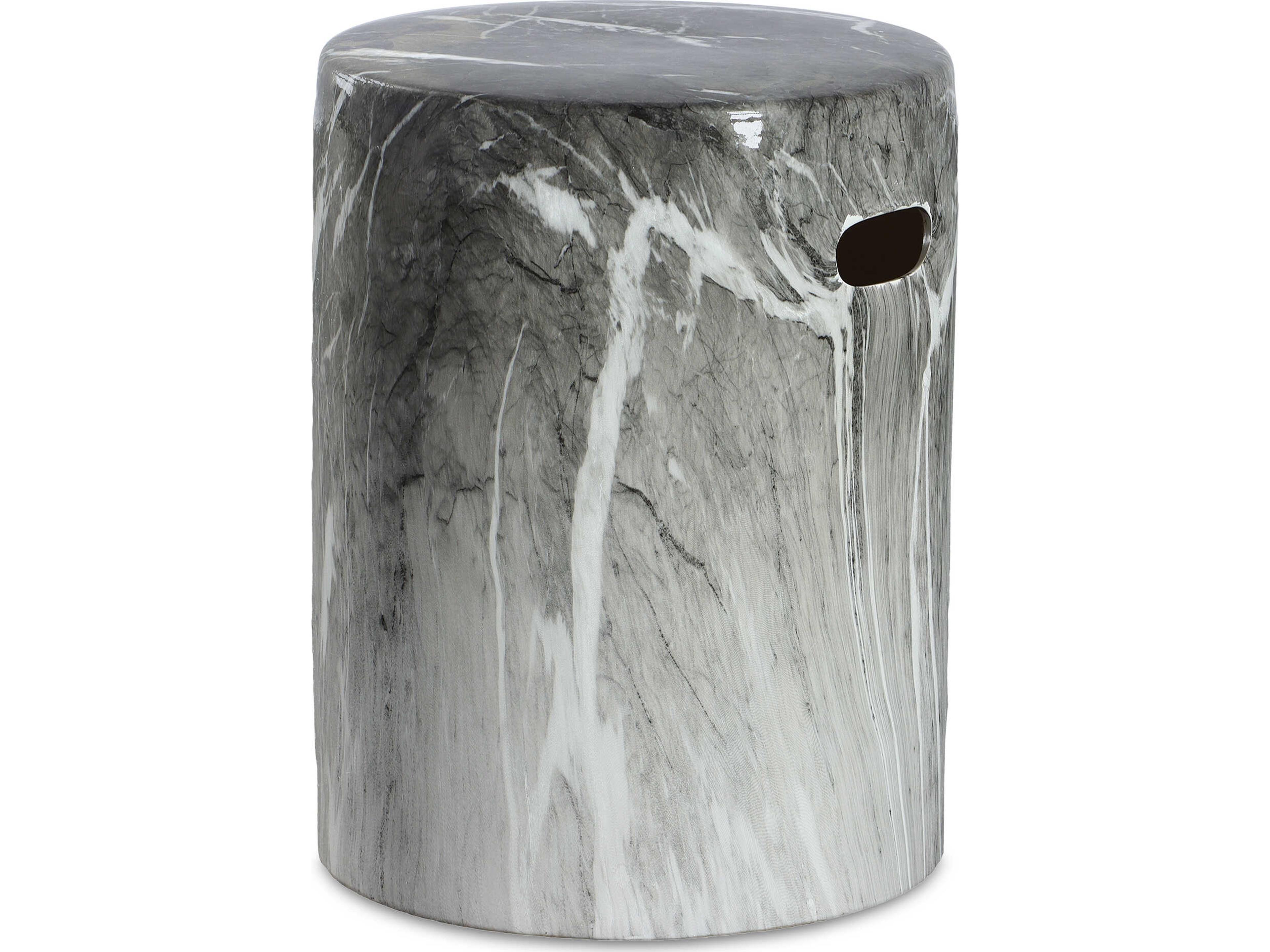 Marvel Round Ceramic Black White End Table