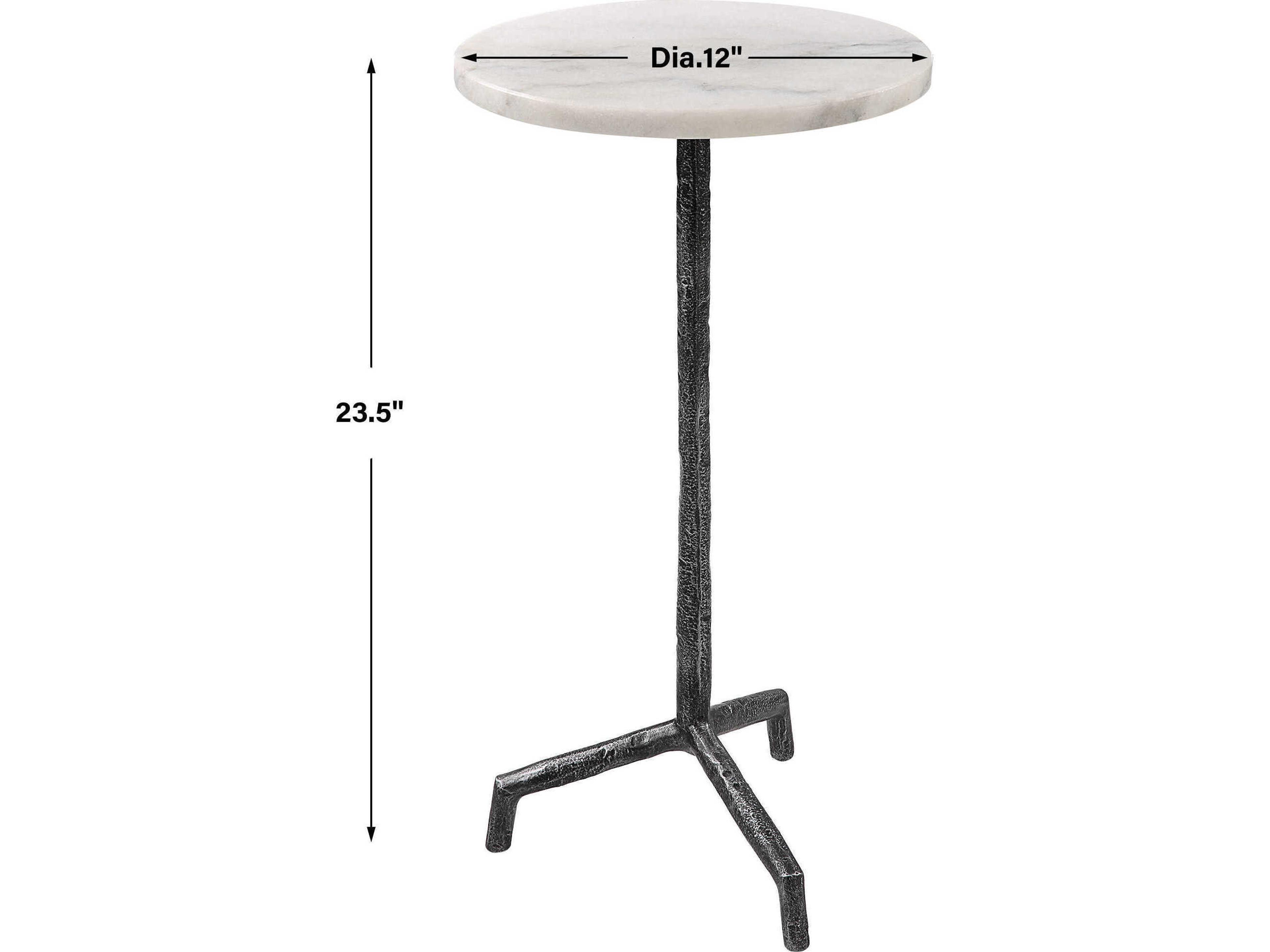 Uttermost Puritan Round Marble White Textured Iron End Table