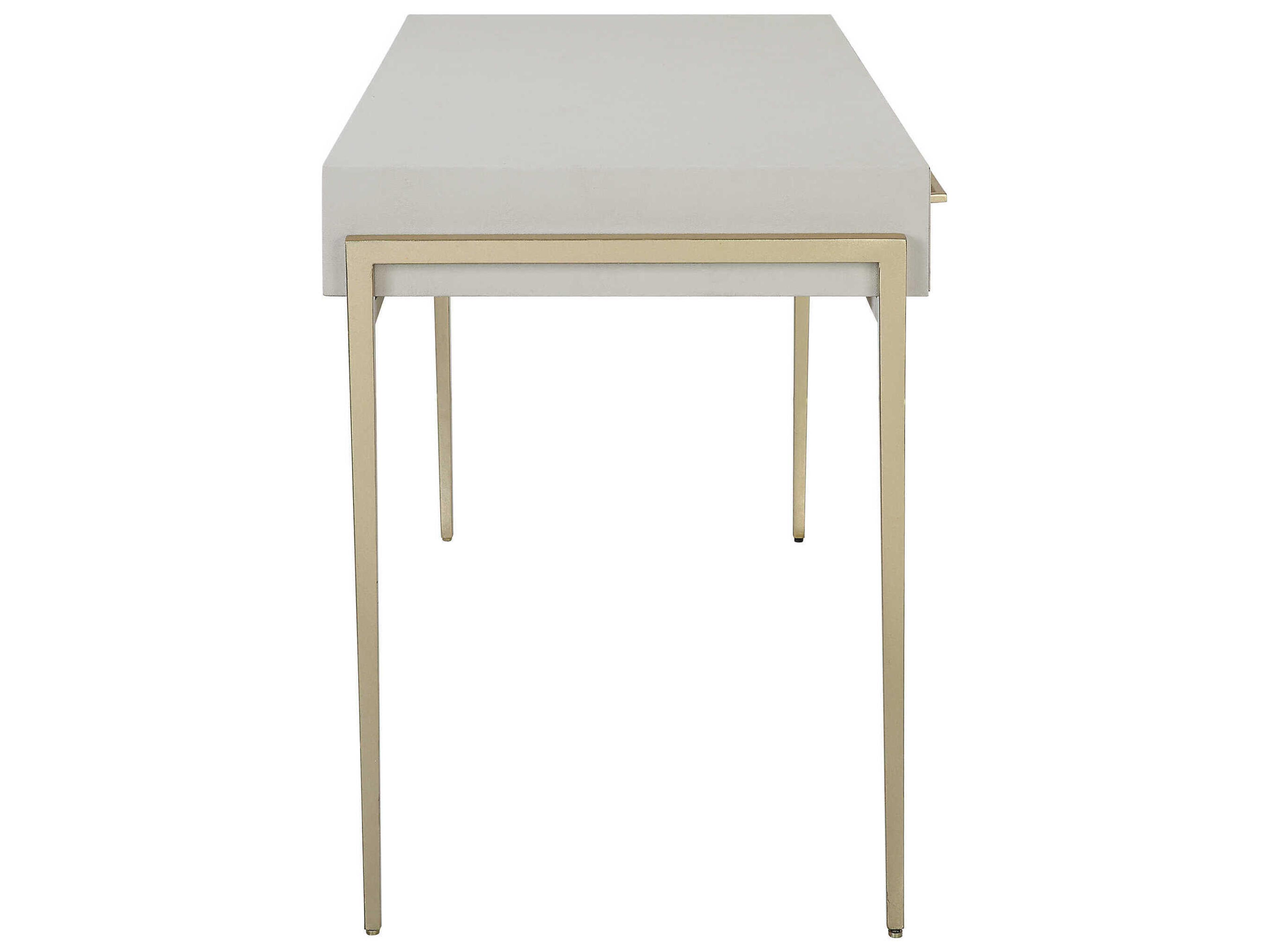 Uttermost Jewel White Faux Shagreen Gold Leaf Secretary Desk