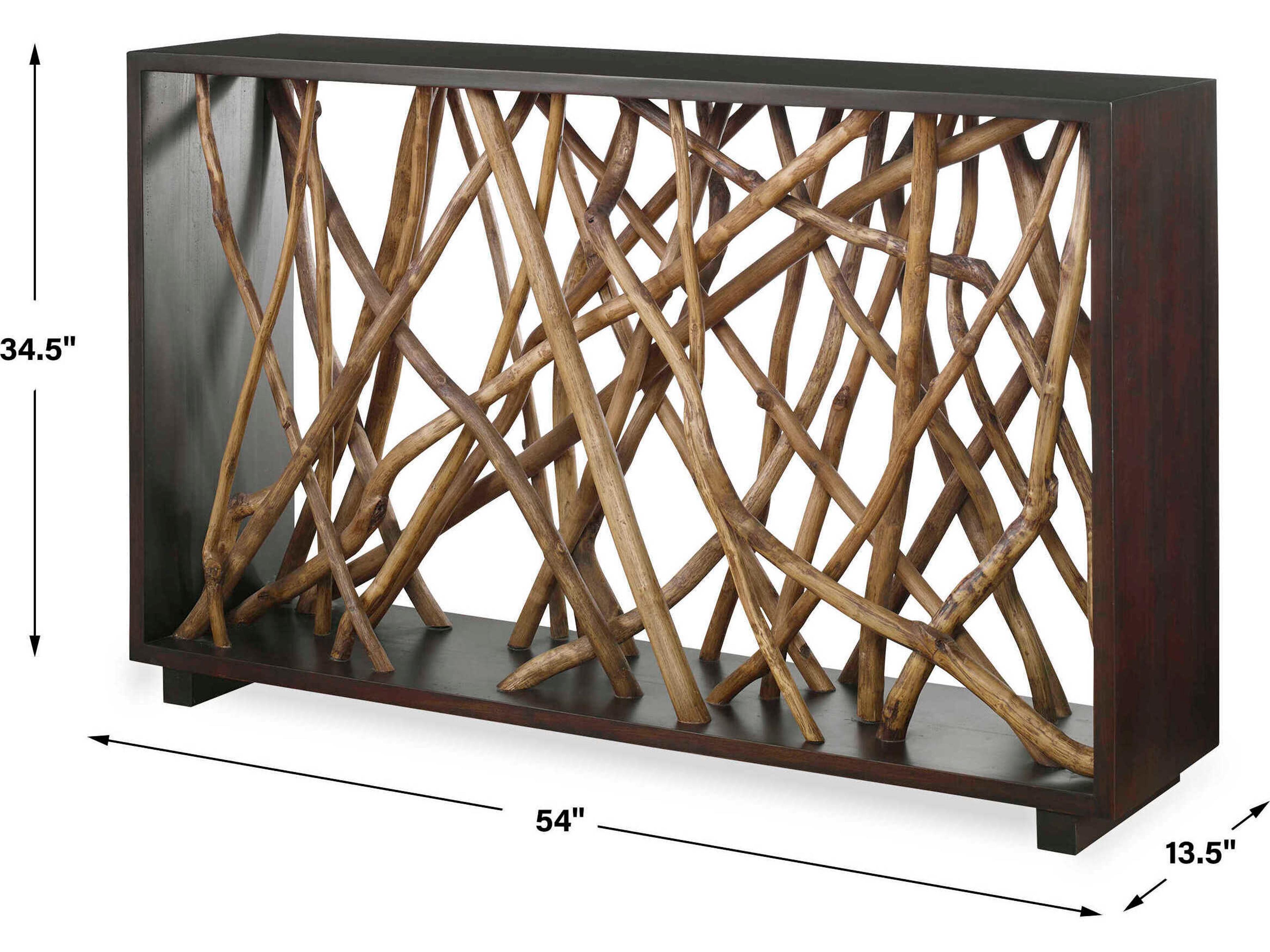 Uttermost Teak Maze Rectangular Wood Rich Walnut Stain Console Table