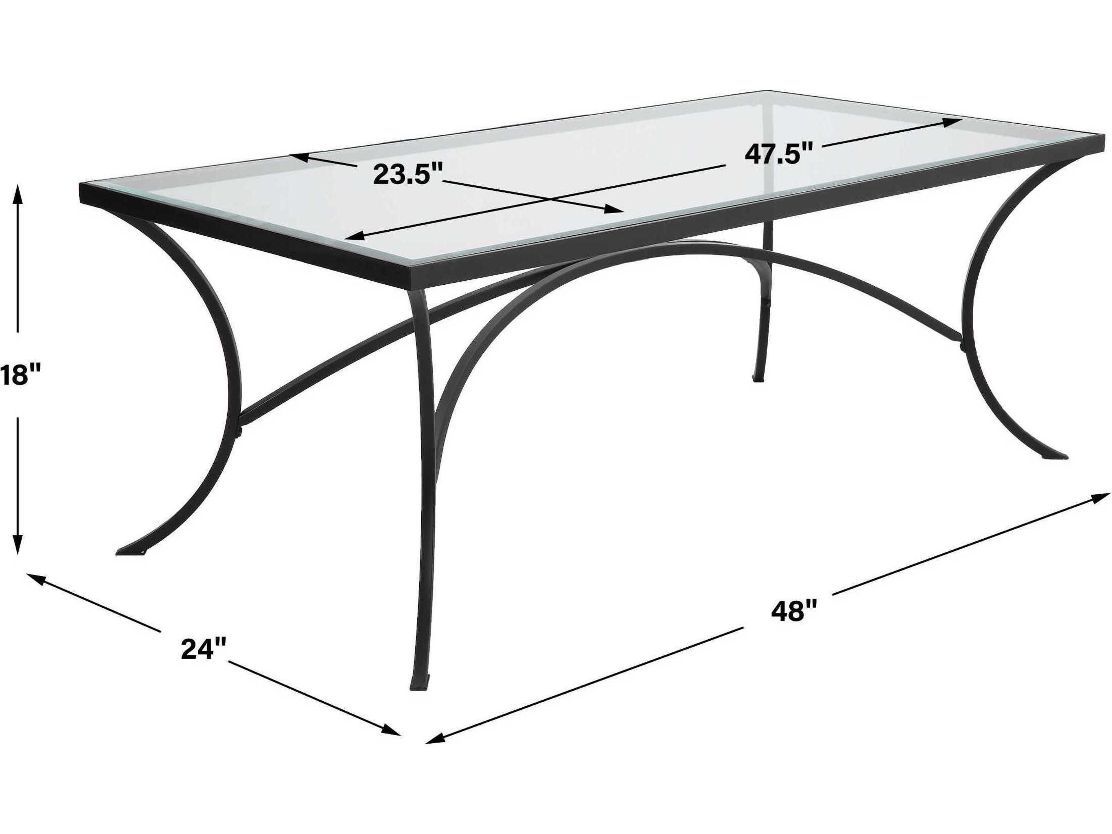 Uttermost Alayna Rectangular Glass Satin Black Coffee Table