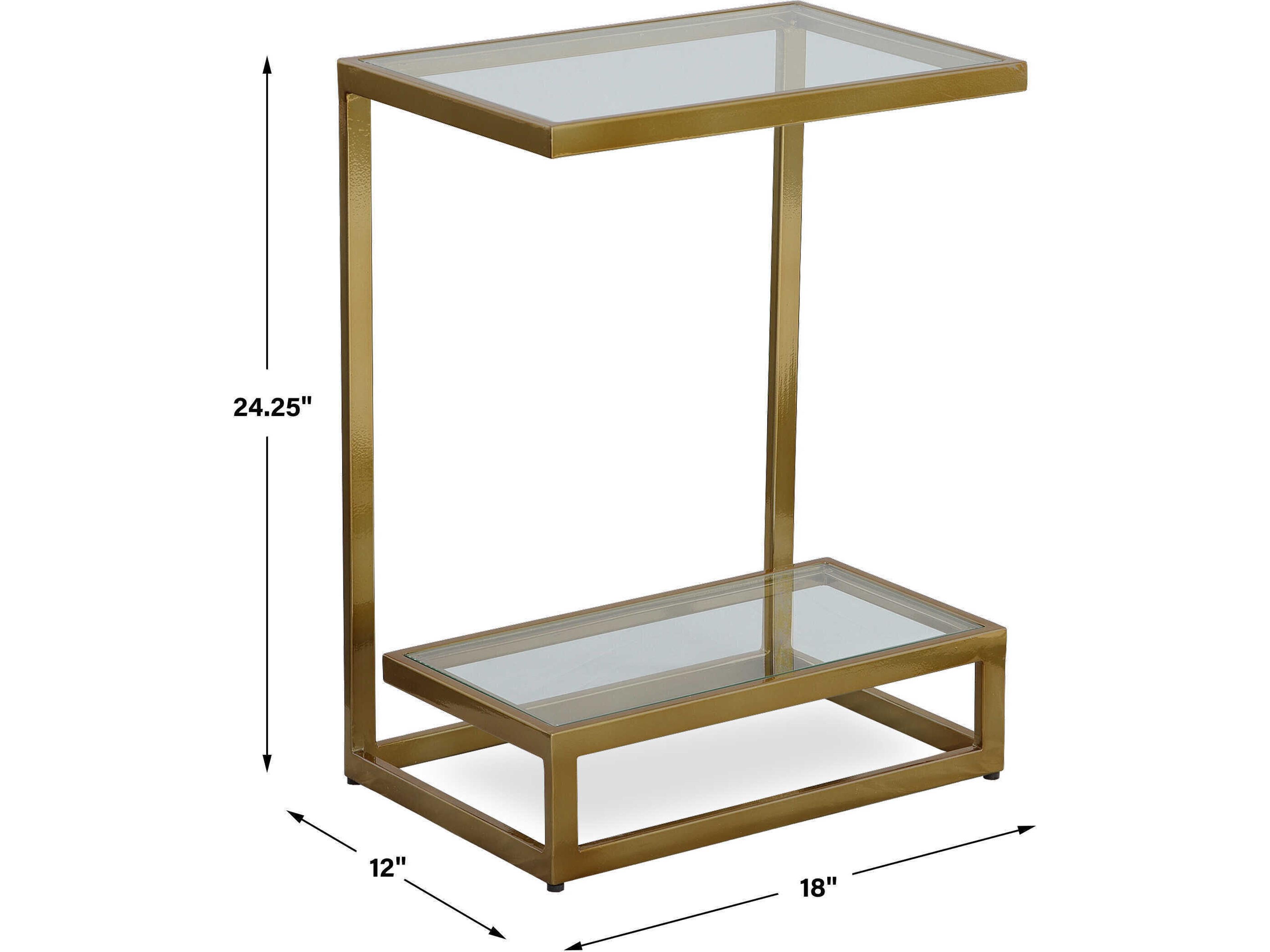 Uttermost Musing Rectangular Glass Brushed Brass End Table