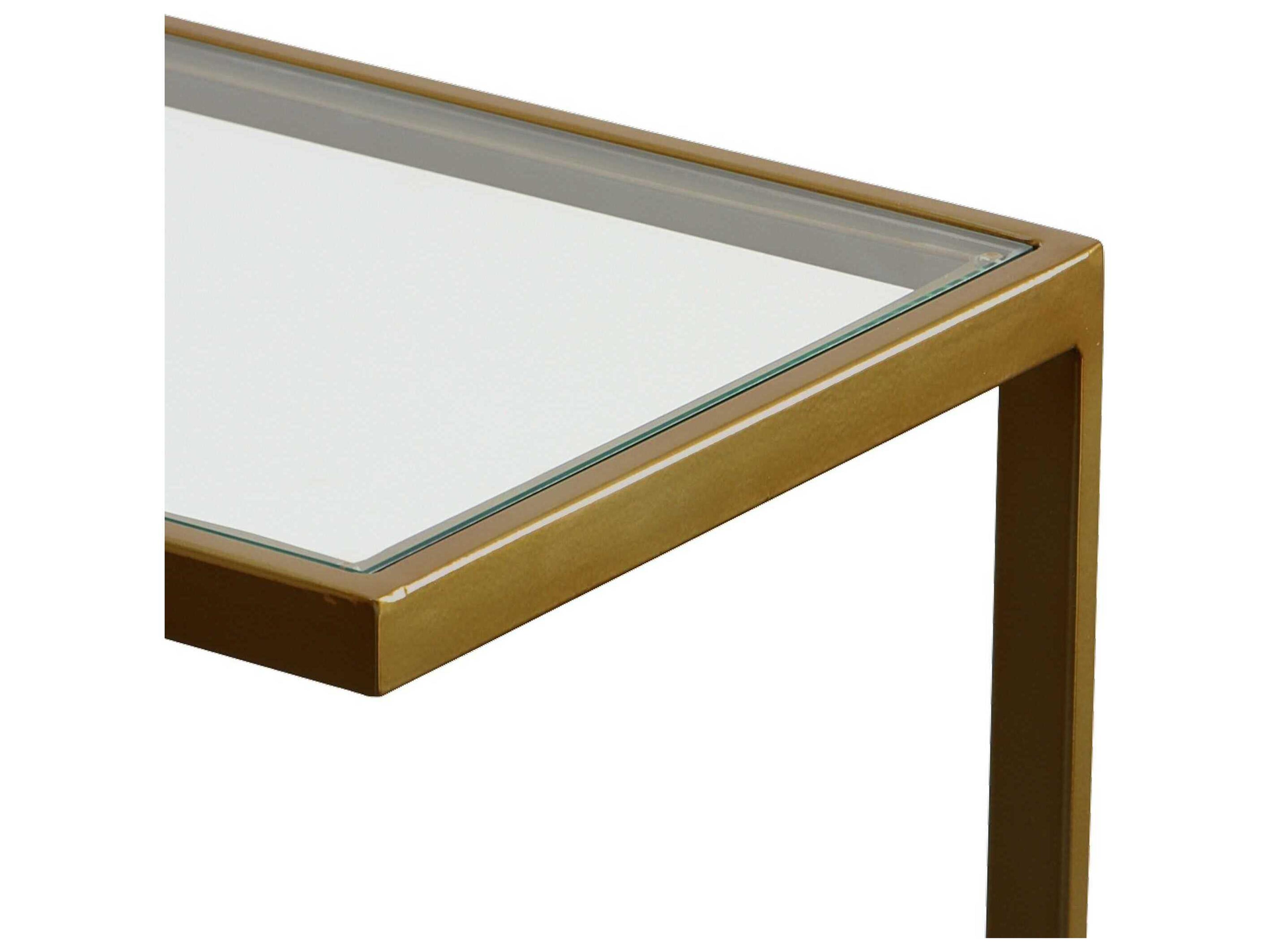 Uttermost Musing Rectangular Glass Brushed Brass End Table