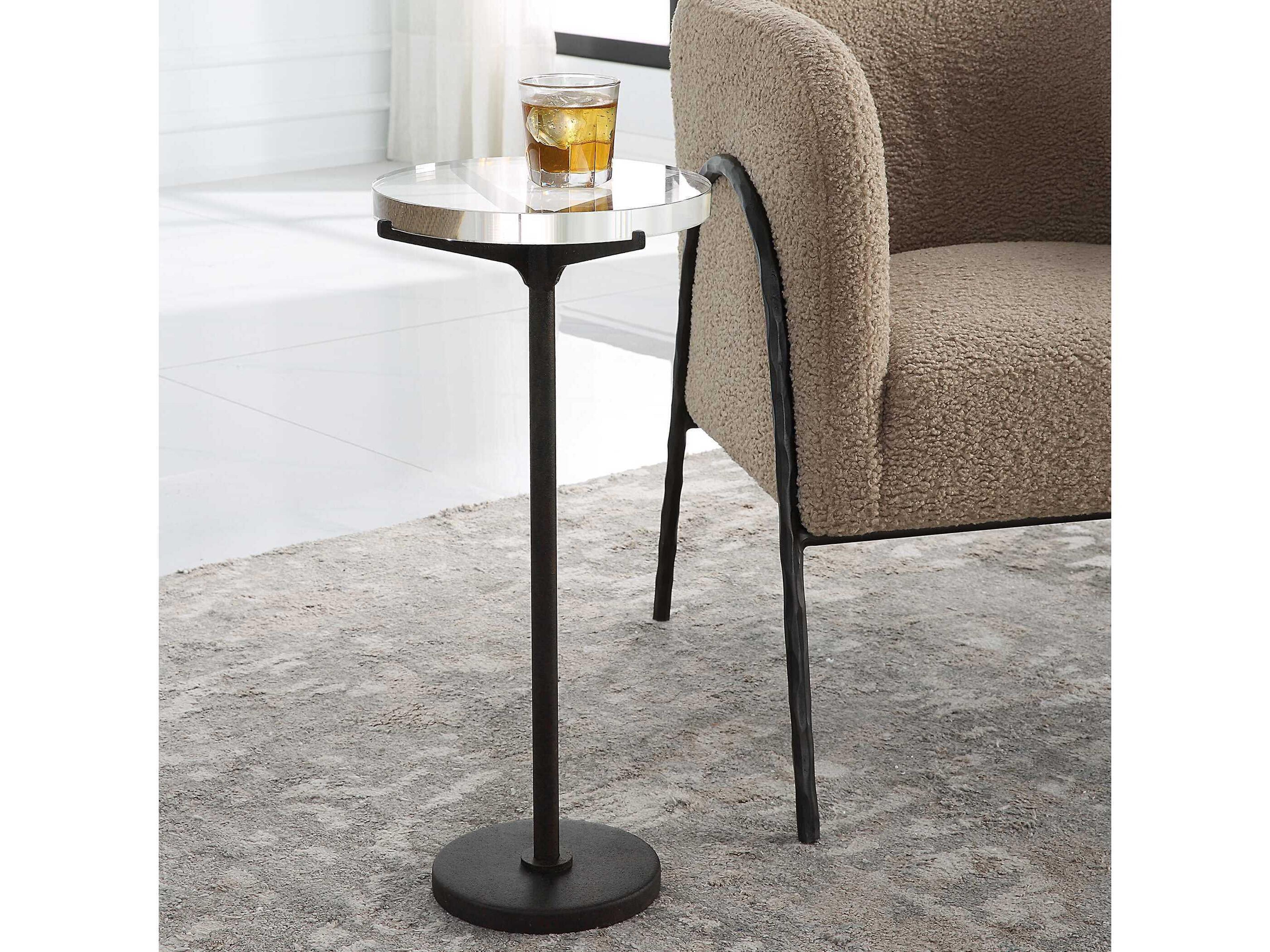 Uttermost Forge Round Rustic Brown End Table