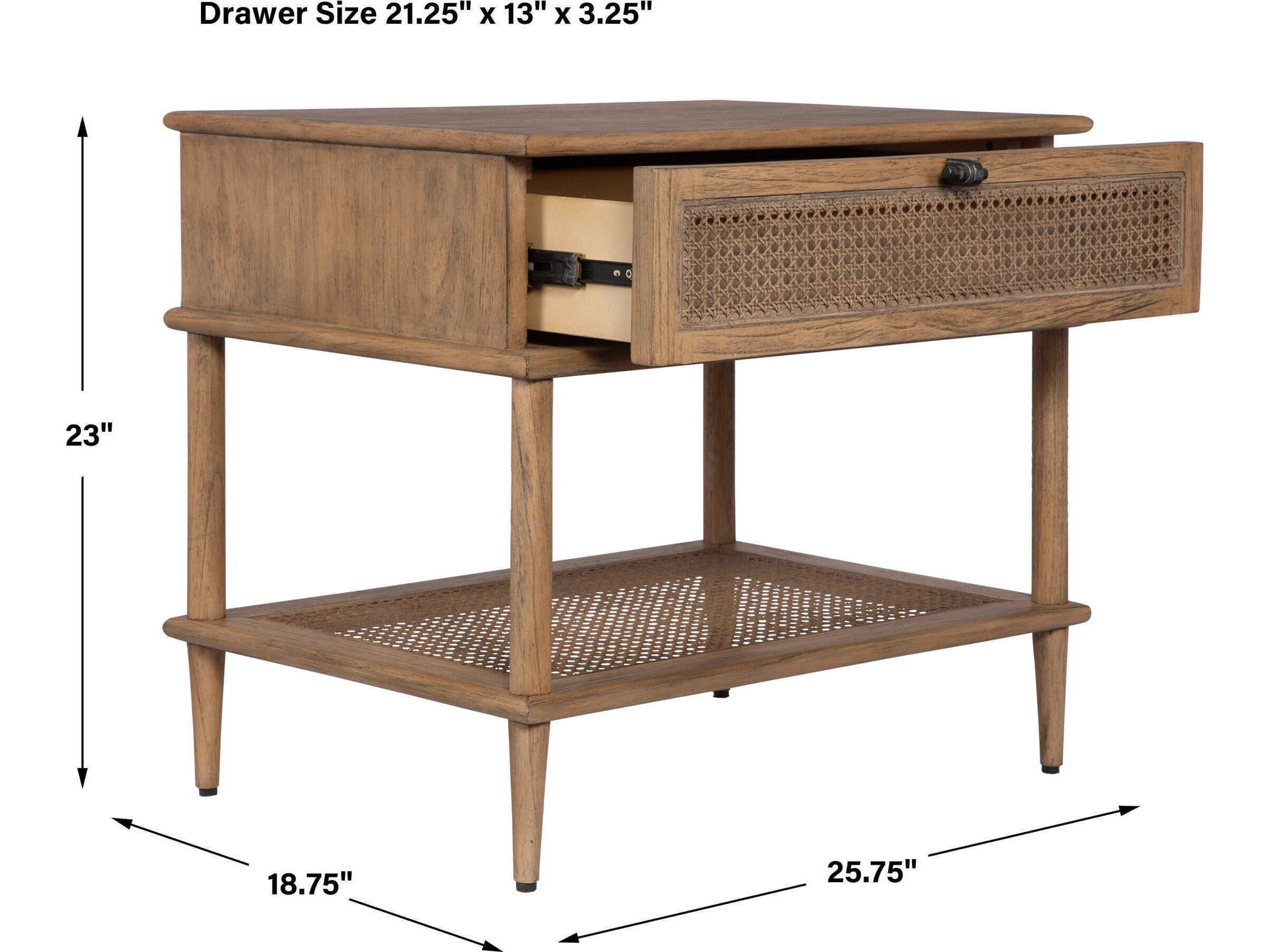 Uttermost Coast Rattan Cane Rectangular Wood Soft Oak End Table