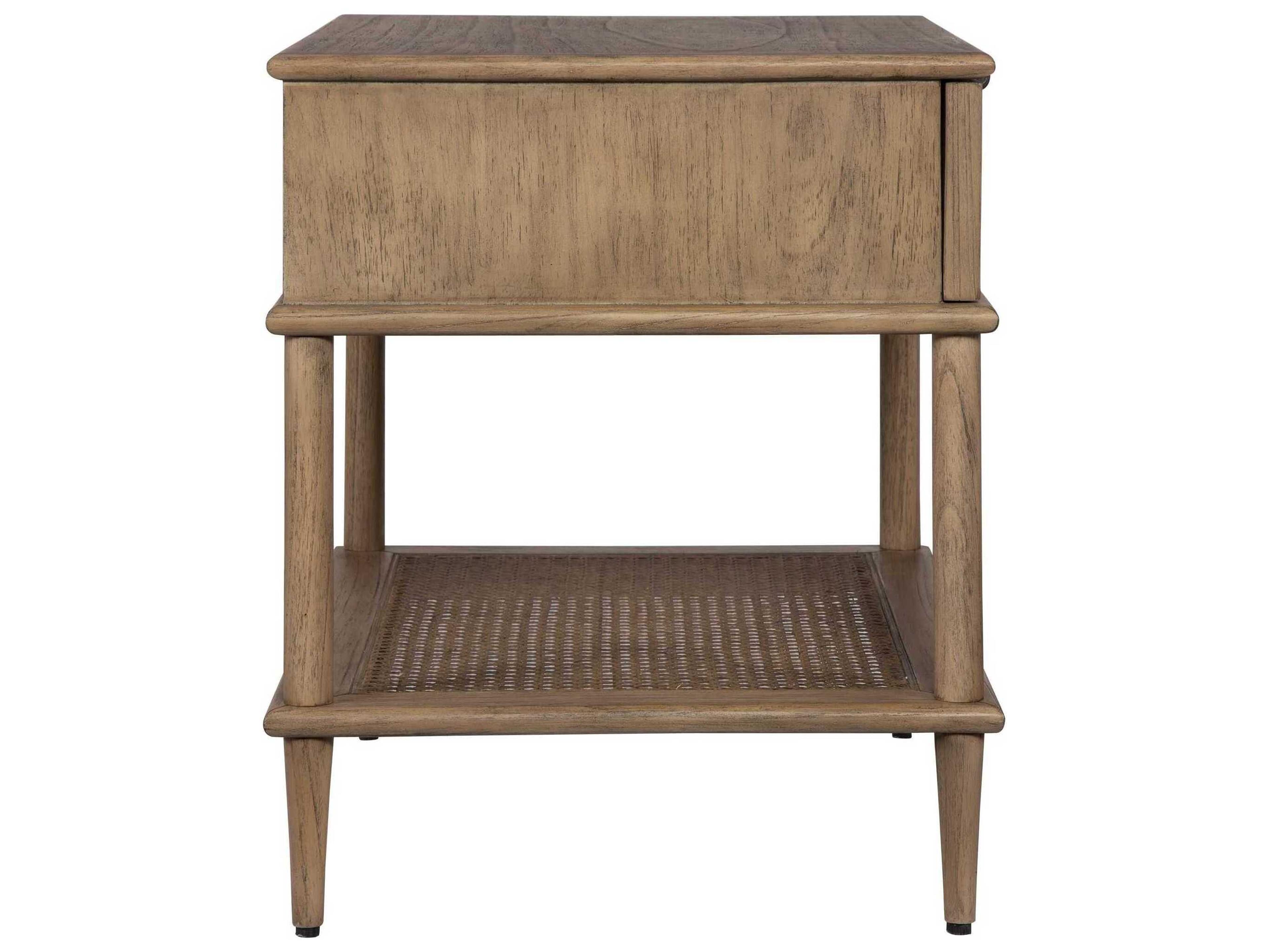 Uttermost Coast Rattan Cane Rectangular Wood Soft Oak End Table