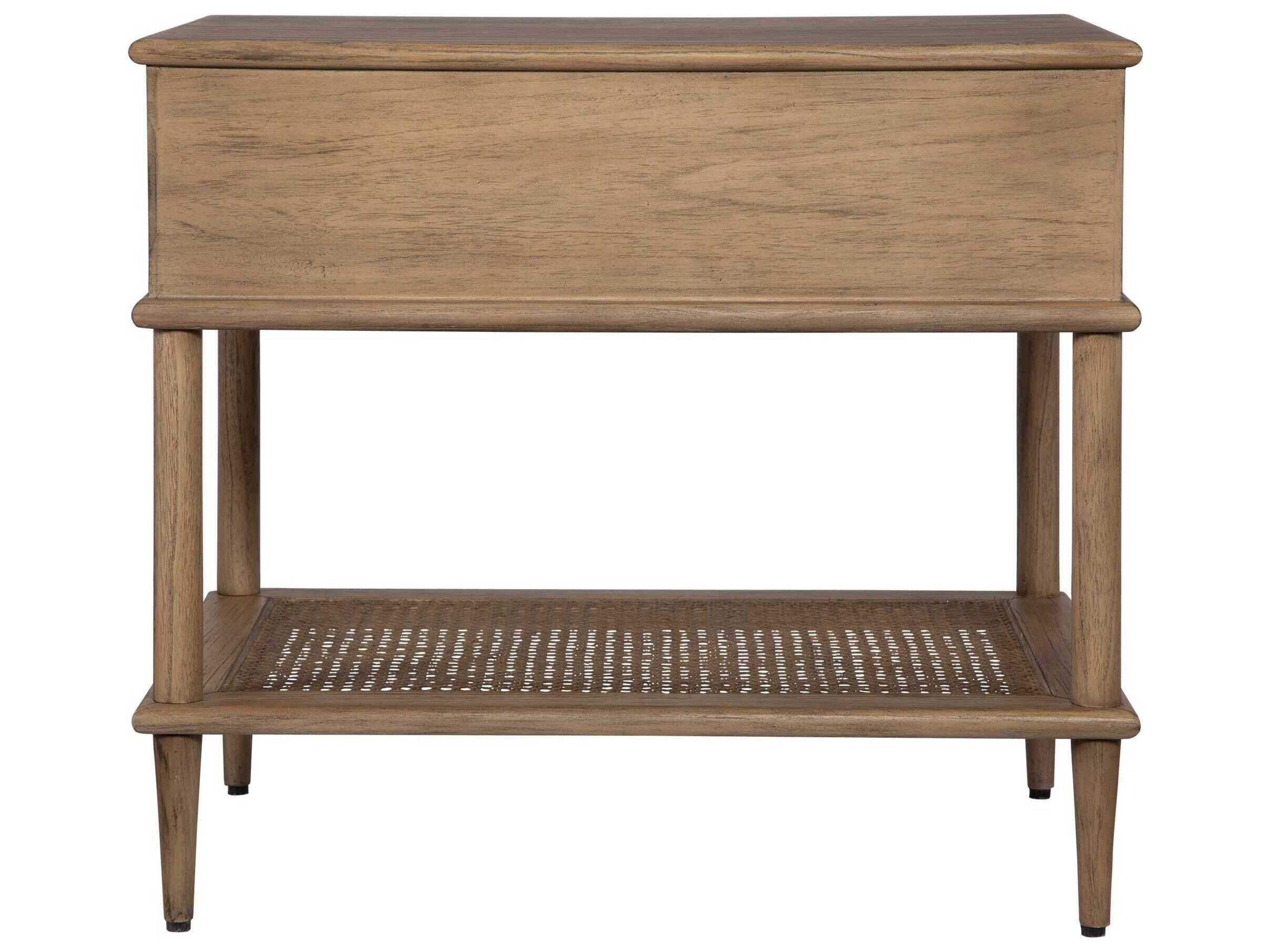 Uttermost Coast Rattan Cane Rectangular Wood Soft Oak End Table