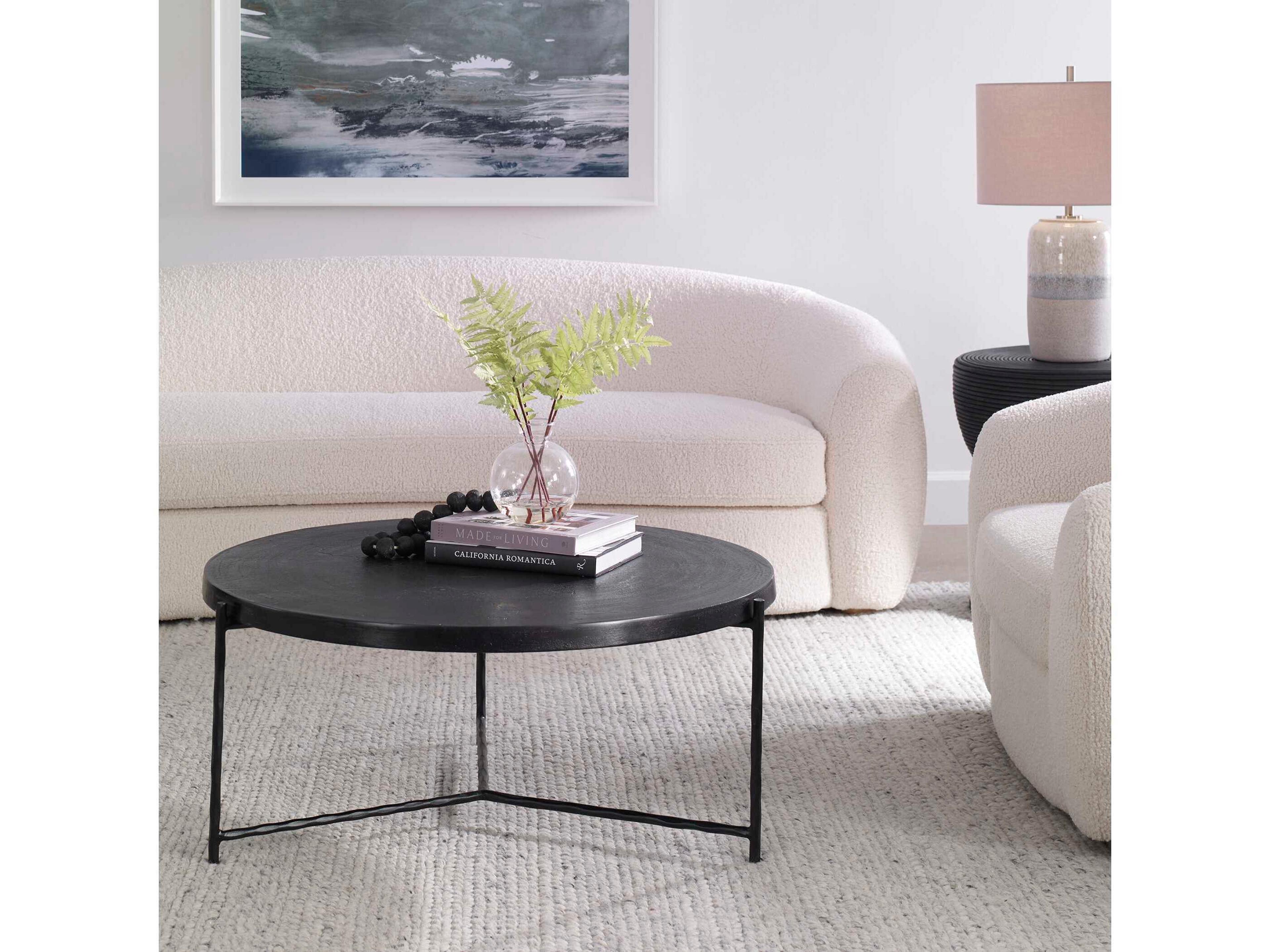 Uttermost Trellick Round Metal Black Coffee Table