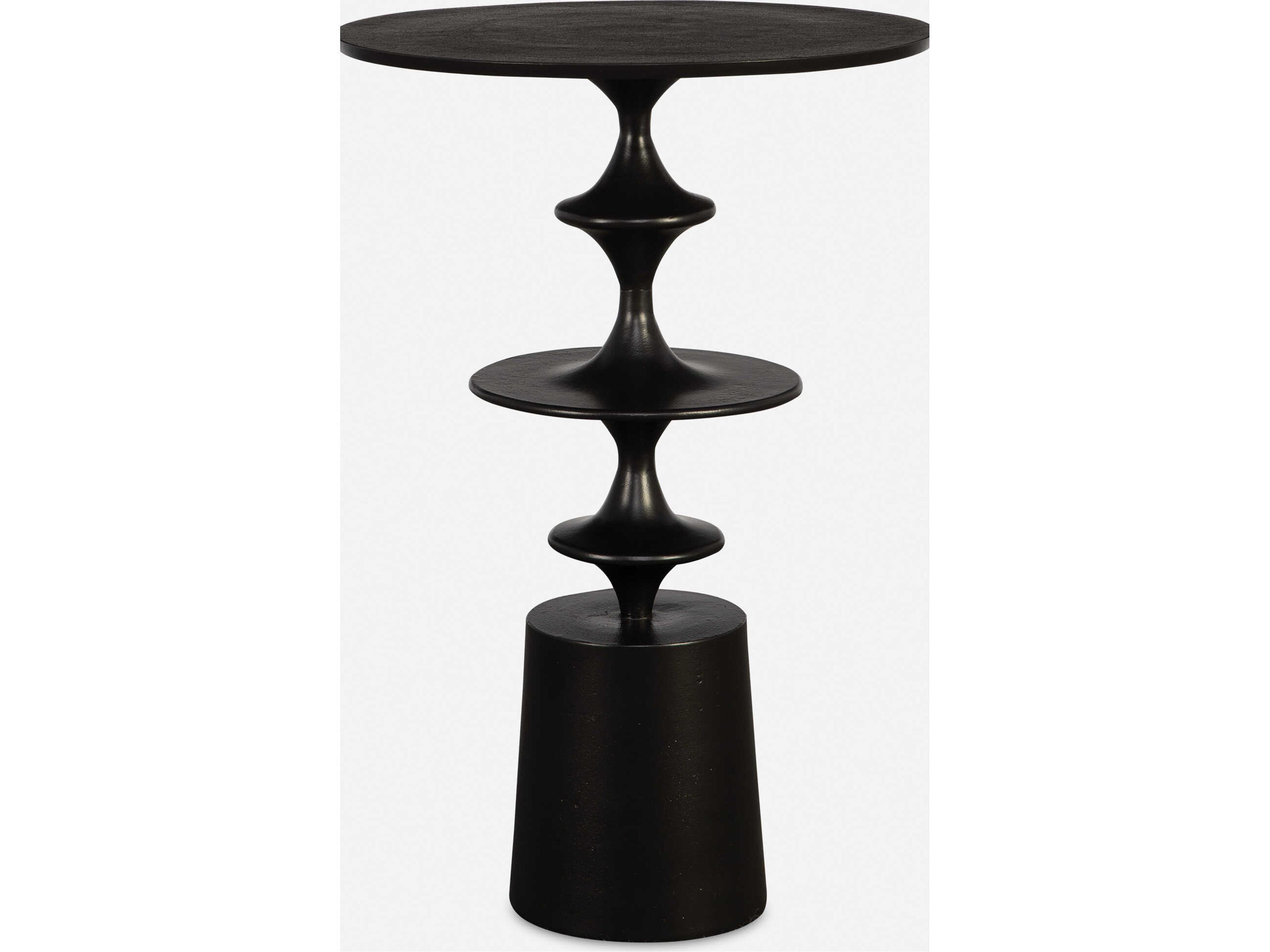 Uttermost Flight Round Metal Satin Black End Table