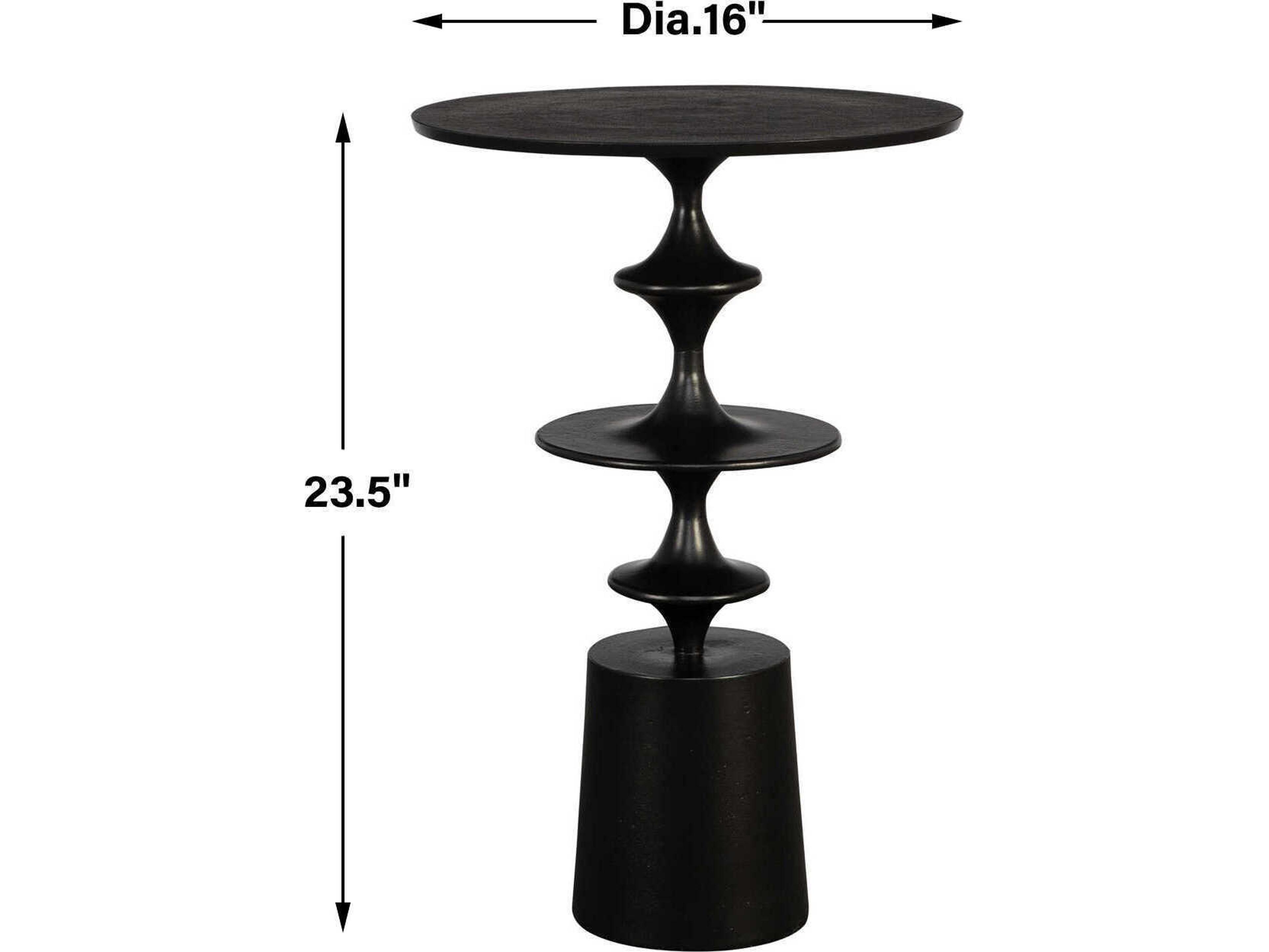 Uttermost Flight Round Metal Satin Black End Table