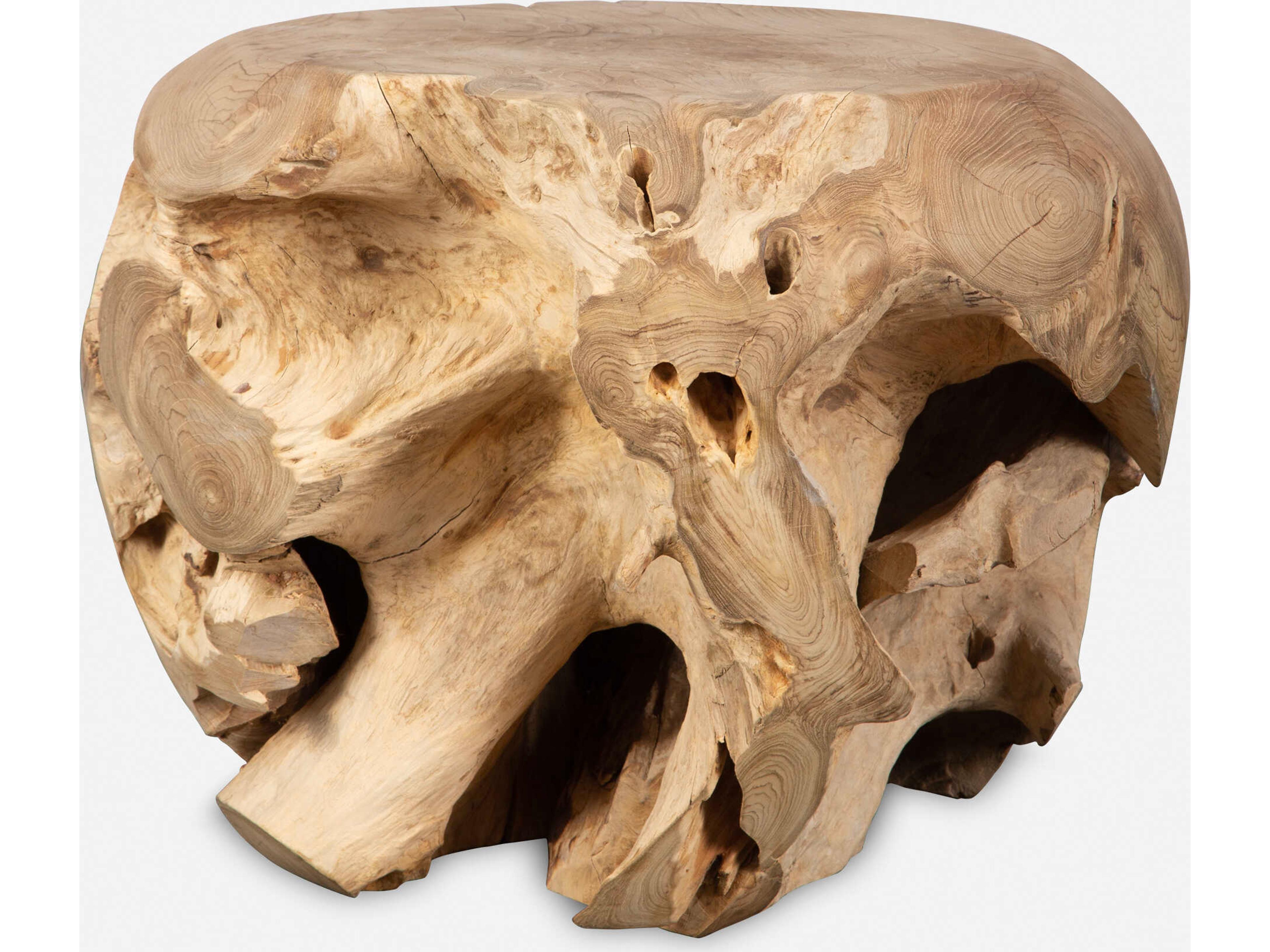 Uttermost Sola Handcrafted Teak Wood Natural Bleached End Table