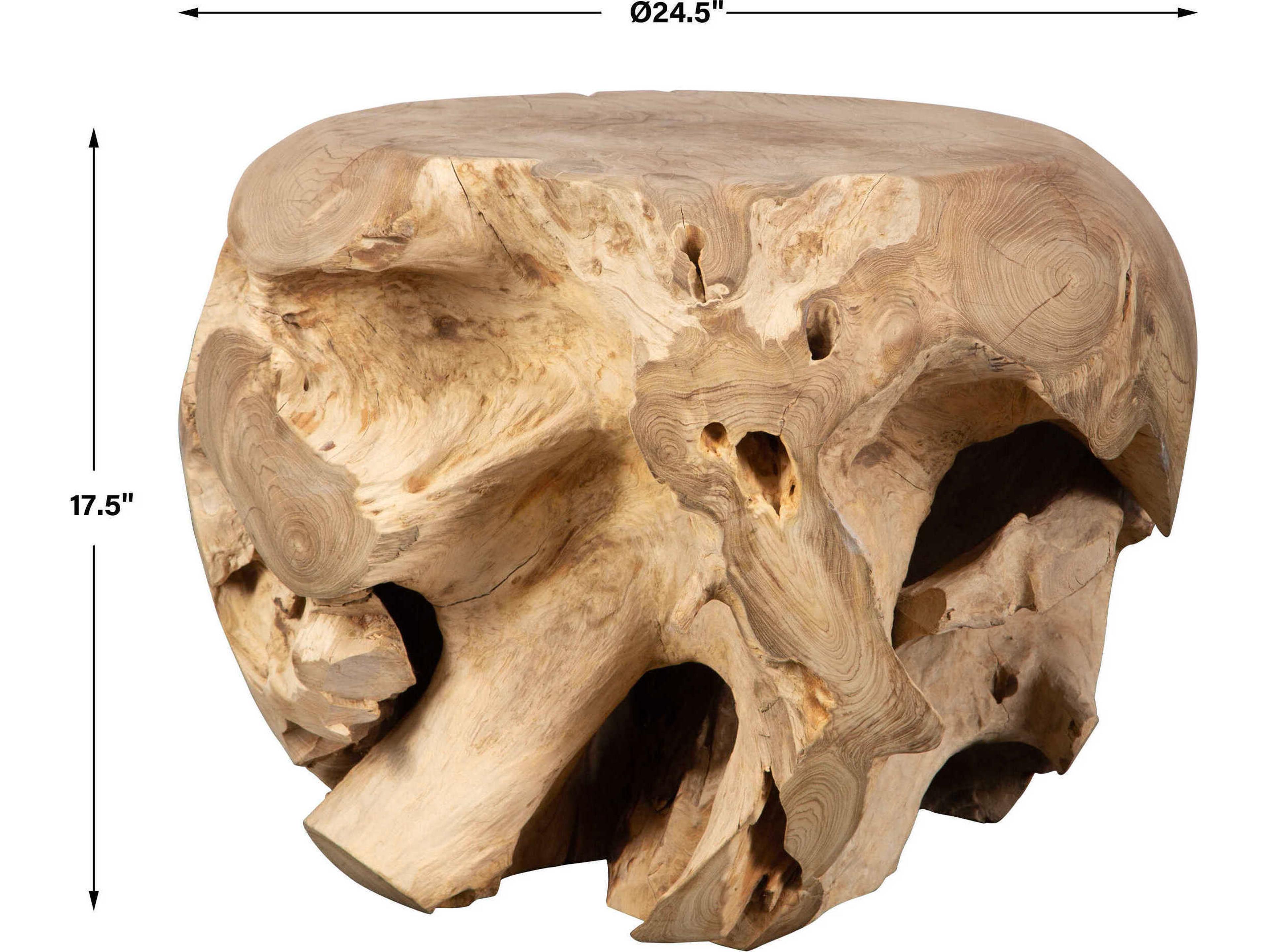 Uttermost Sola Handcrafted Teak Wood Natural Bleached End Table