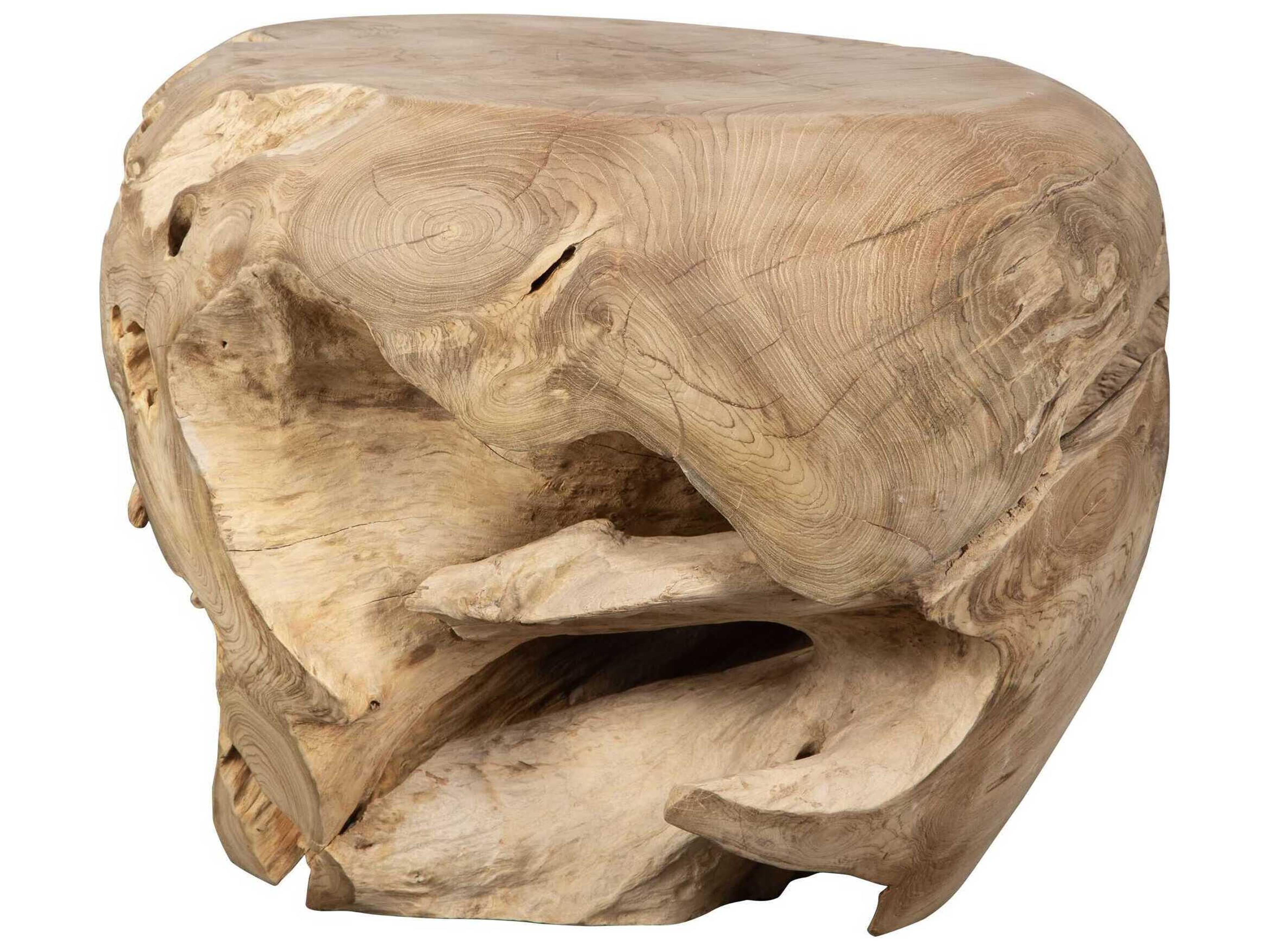 Uttermost Sola Handcrafted Teak Wood Natural Bleached End Table