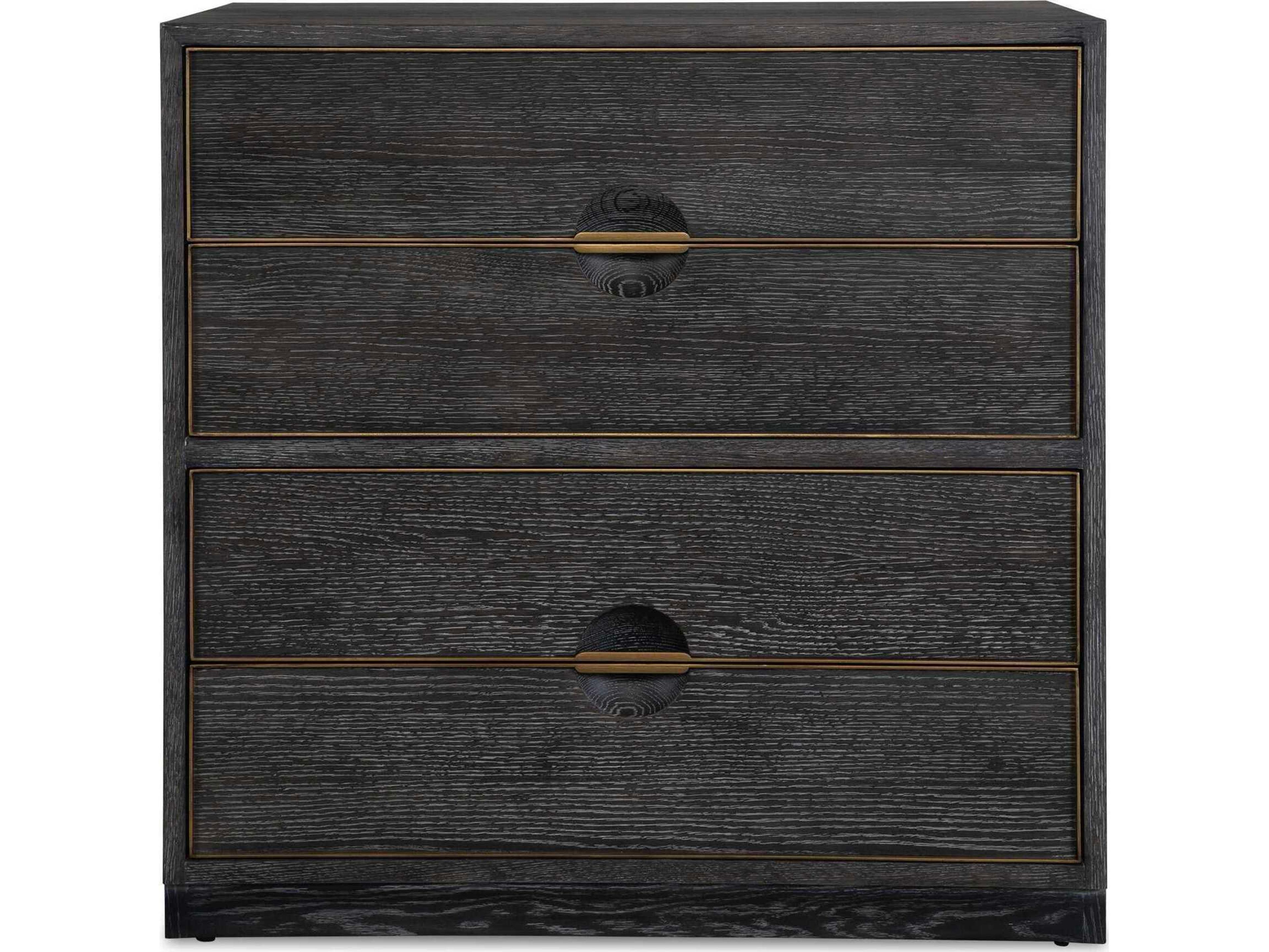 Besos Dark Walnut Brown Oak Wood Accent Chest